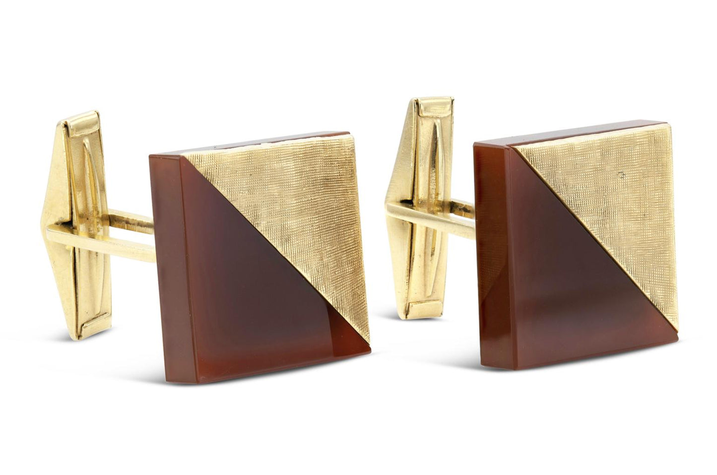 Vintage 1970s Carnelian and Gold Cufflinks