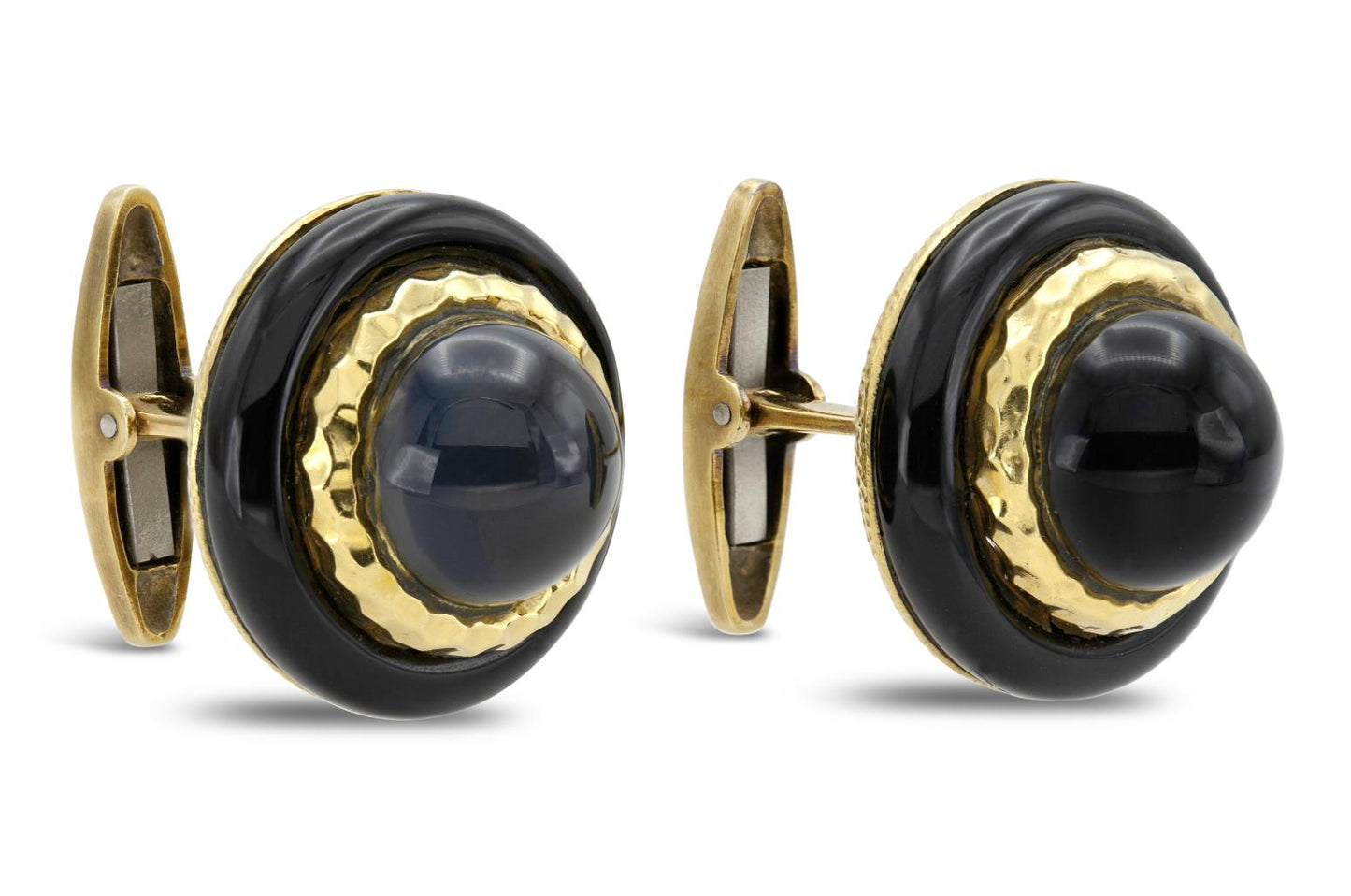 Vintage 1960s R. Stone Black Diopside and Onyx Cufflinks
