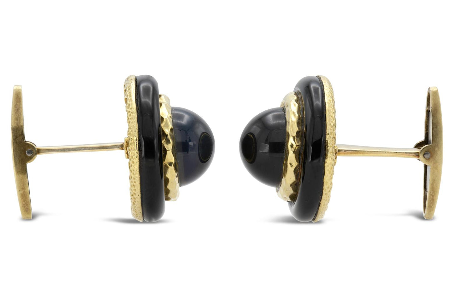 Vintage 1960s R. Stone Black Diopside and Onyx Cufflinks