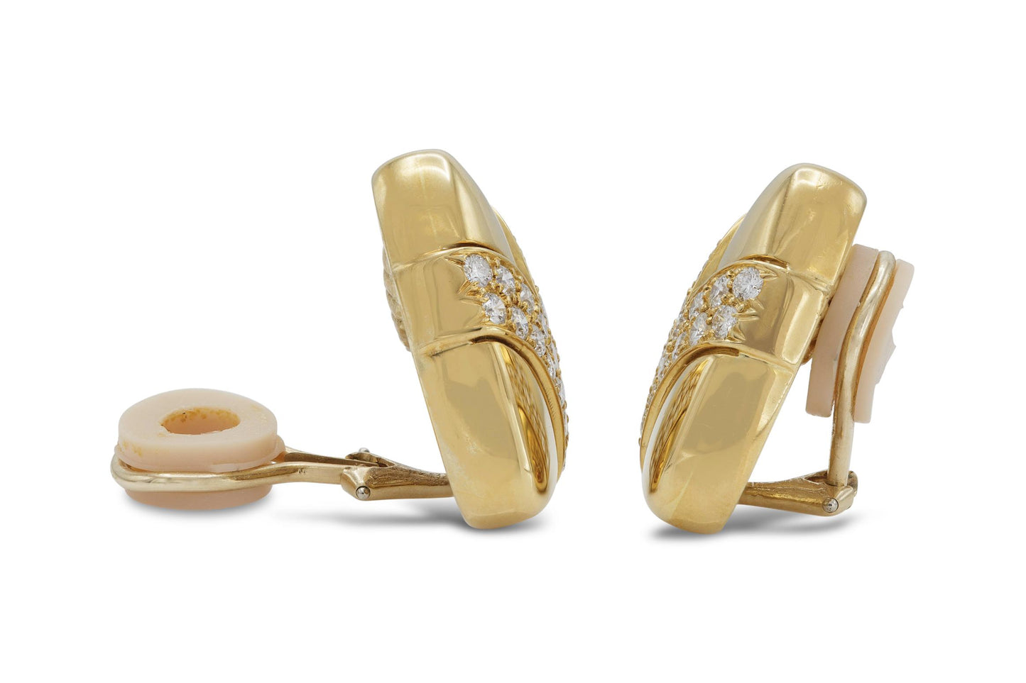 Vintage 1980s Gold Triangle Earrings with Diamonds