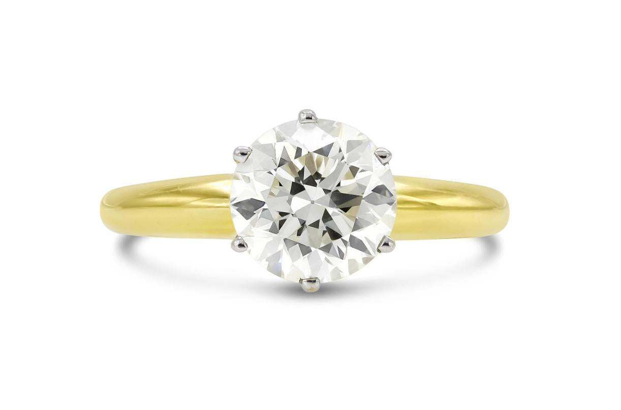 Vintage 1950s 1.77 Carat Old European Cut Solitaire Diamond Engagement Ring