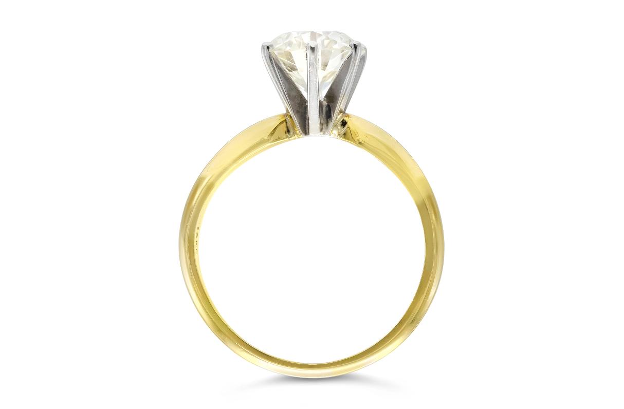Vintage 1950s 1.77 Carat Old European Cut Solitaire Diamond Engagement Ring