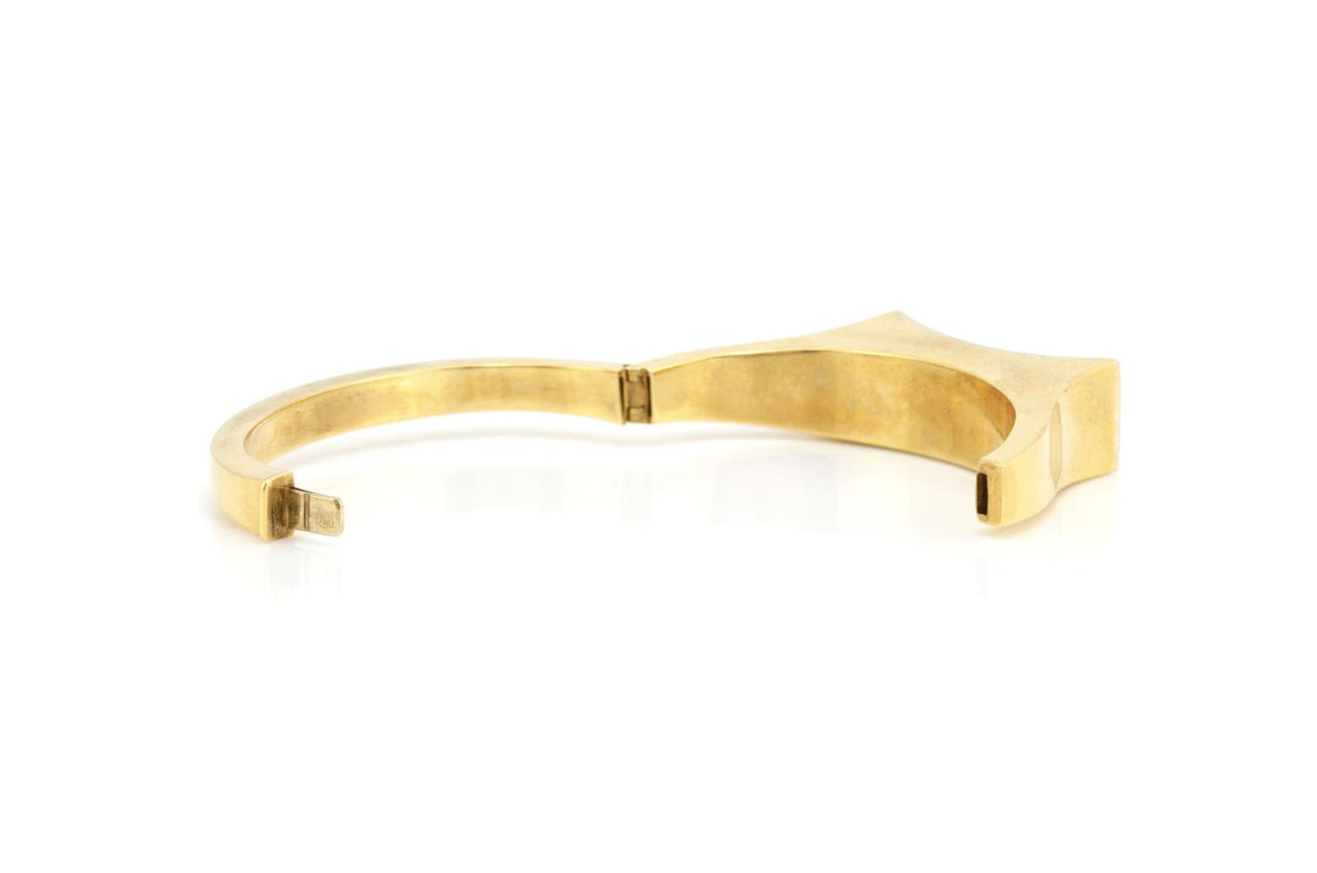 Vintage 1980s Gold Hinged Bangle with Diamonds and Sapphires