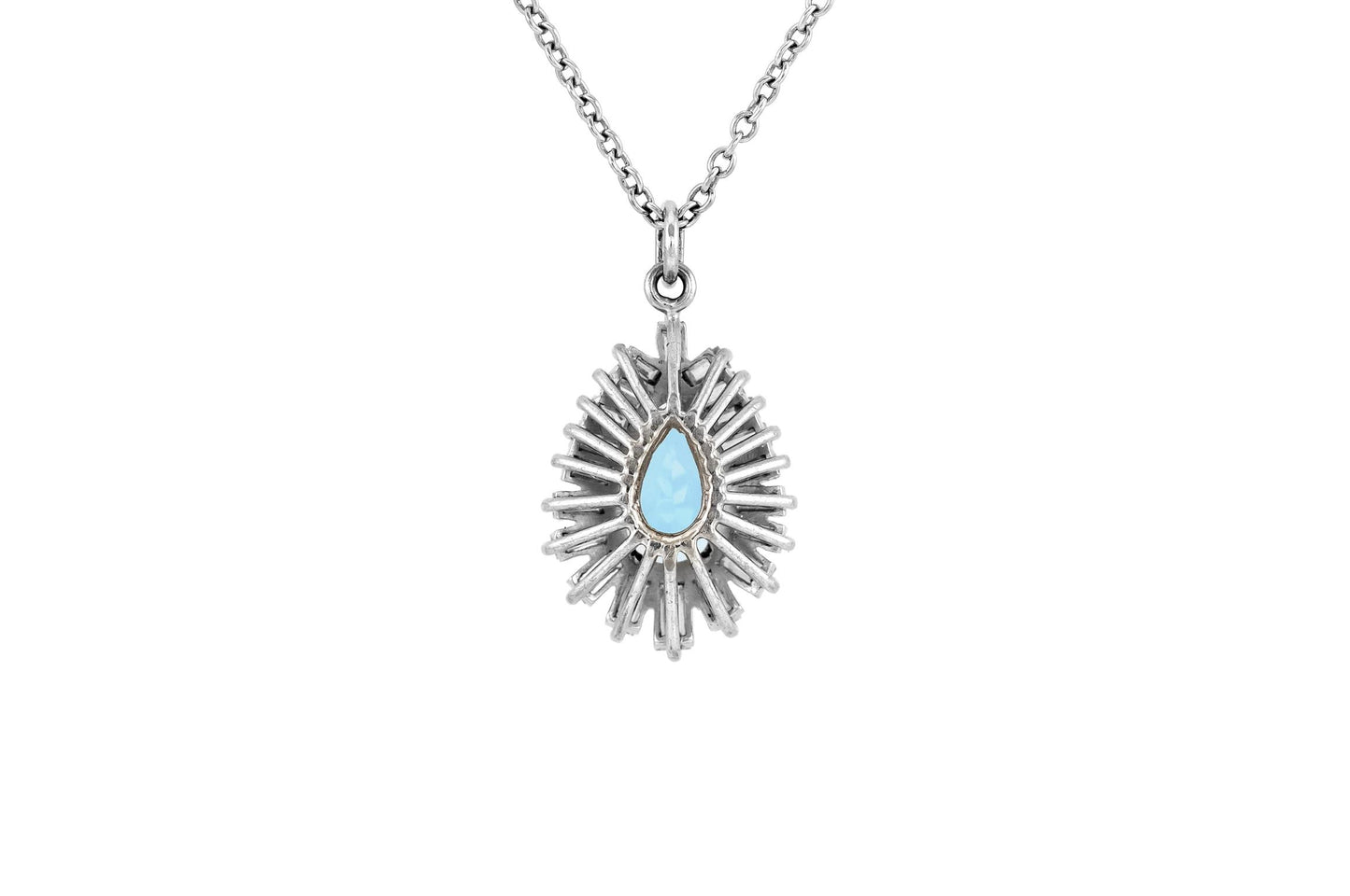Vintage 1950s 2.50 Carat Pear-Shaped Aquamarine Pendant Necklace with Diamonds