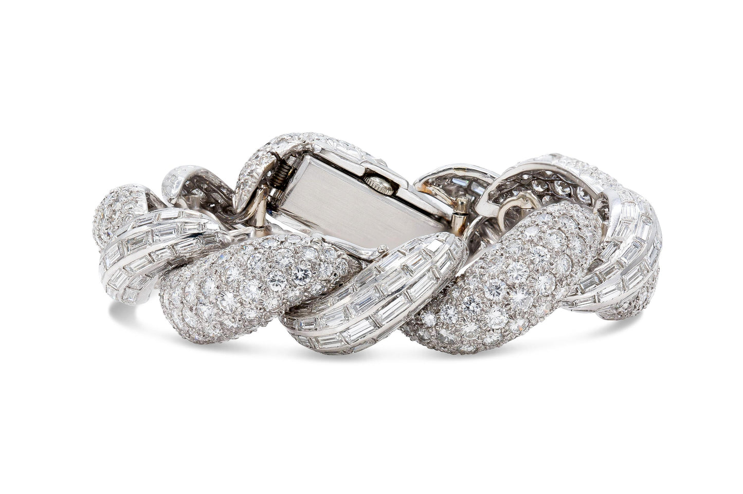 Vintage 1960s David Webb Concealed Dial Diamond Watch Bracelet