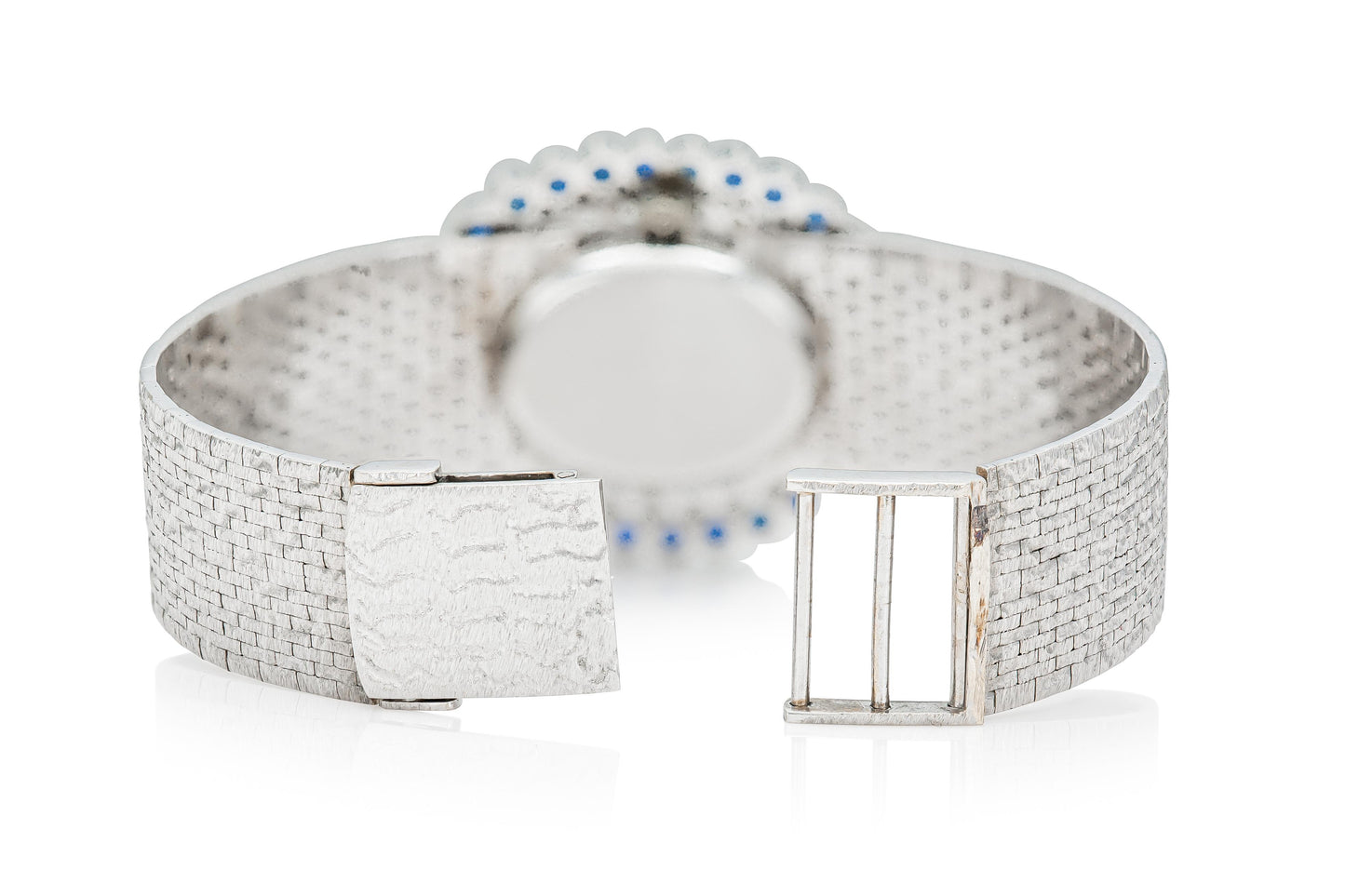 Vintage 1960s Ebel White Gold Watch with Diamonds and Sapphires