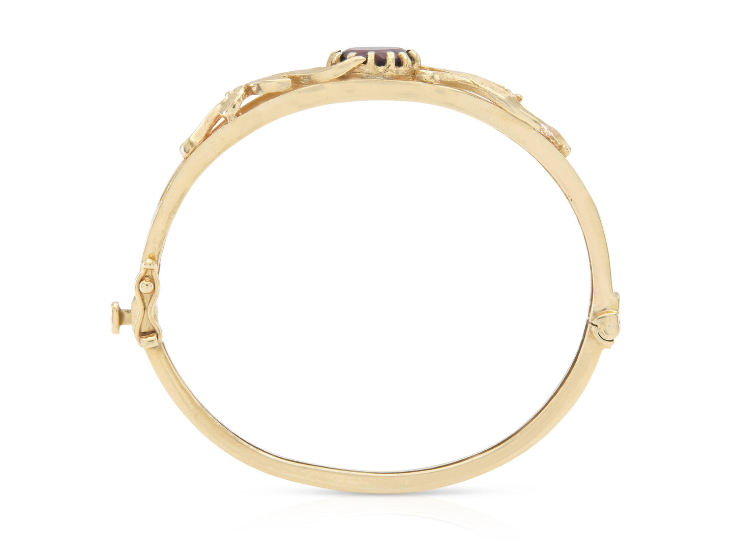 Antique Victorian Garnet & Gold Hinged Bangle Bracelet