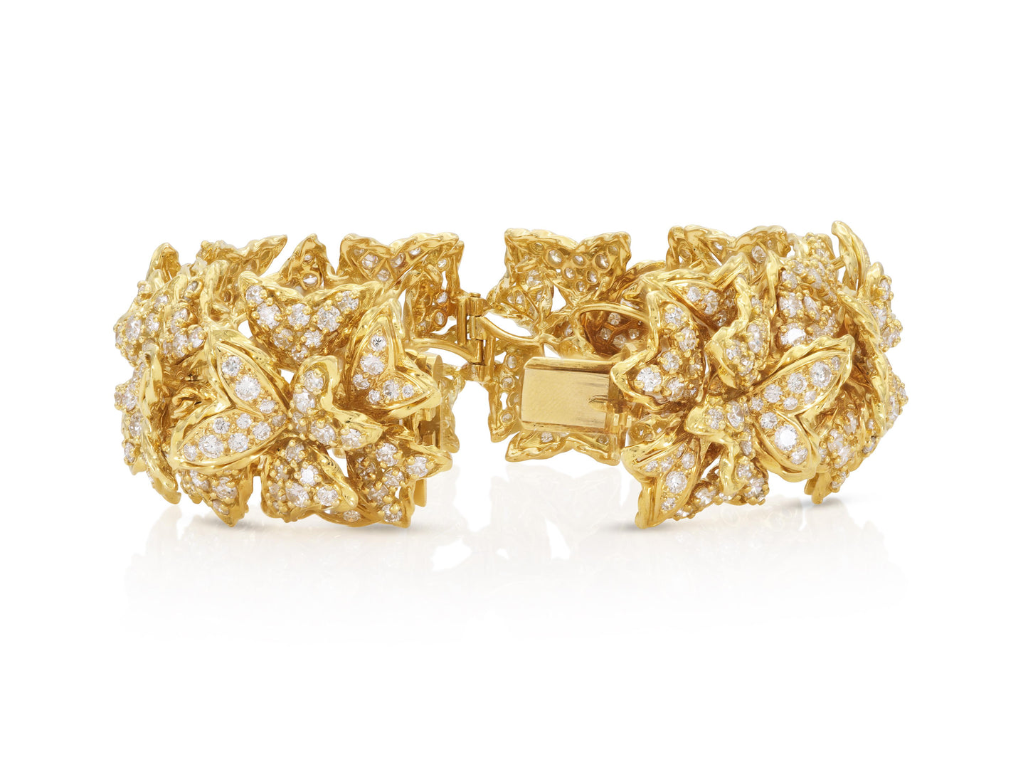 Vintage 1980s Hammerman Brothers Diamond Flowers Bracelet