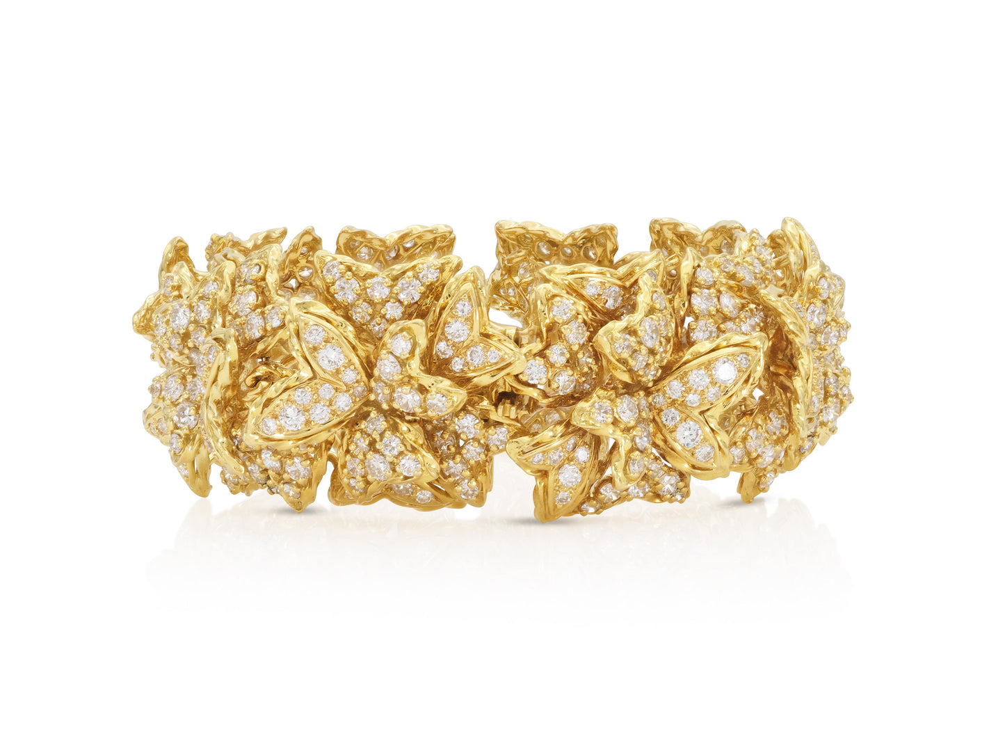 Vintage 1980s Hammerman Brothers Diamond Flowers Bracelet