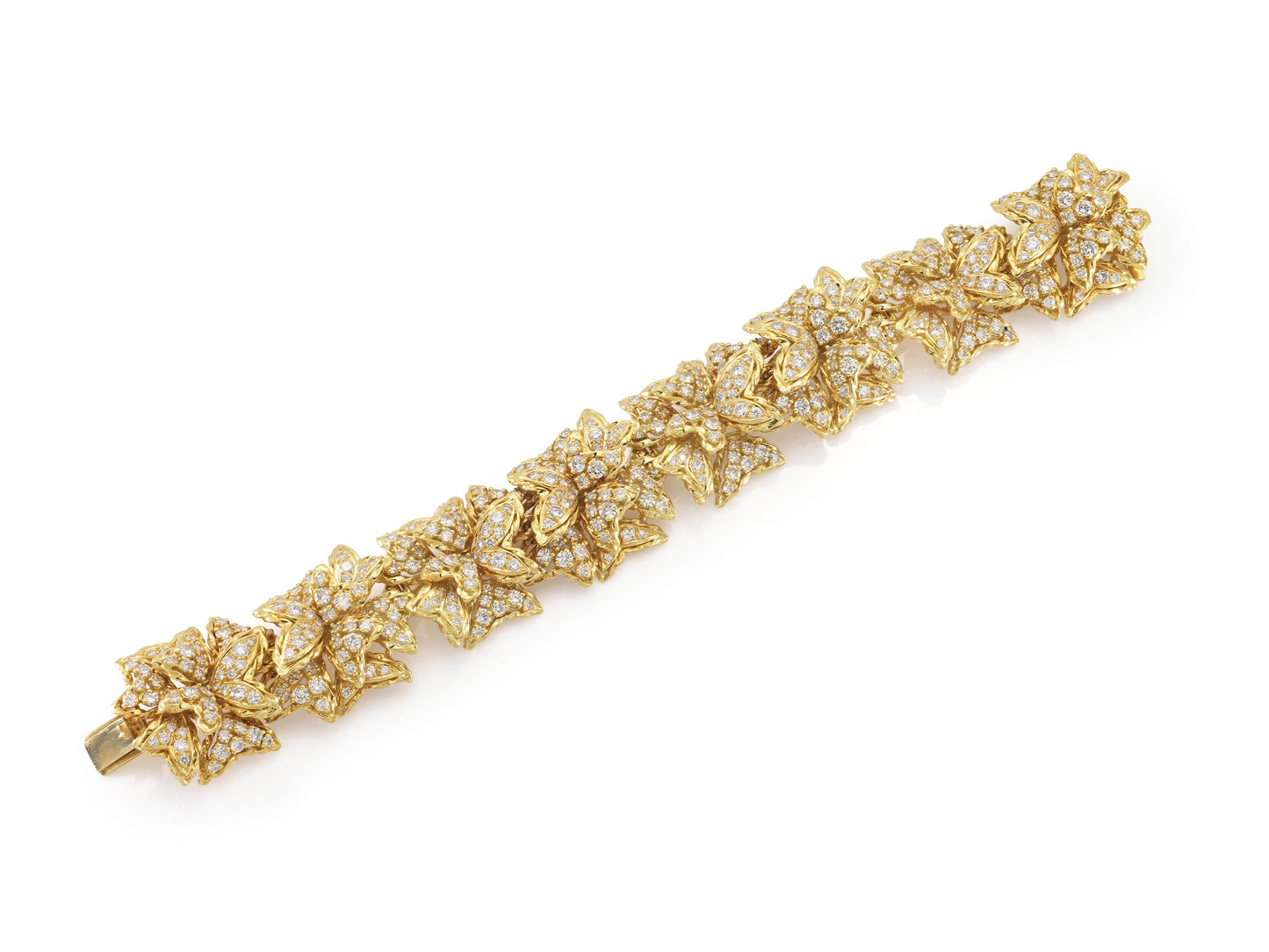 Vintage 1980s Hammerman Brothers Diamond Flowers Bracelet