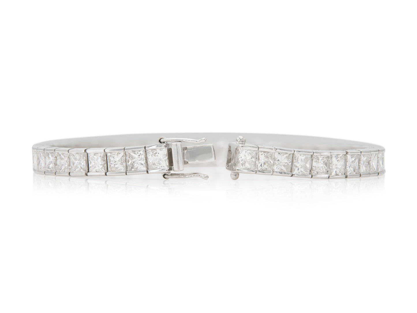 14.66 Carat Princess Cut Diamond Line Bracelet