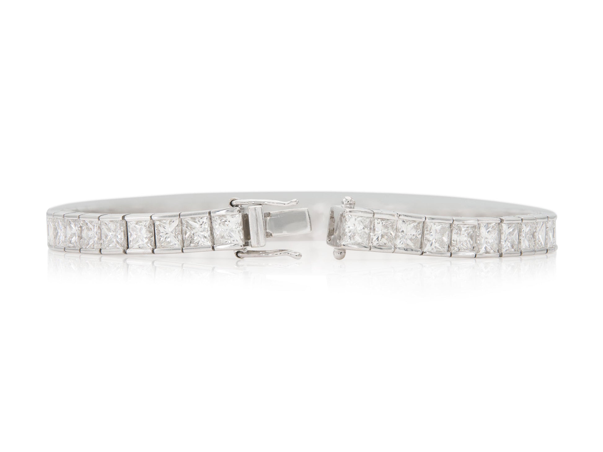 14.66 Carat Princess Cut Diamond Line Bracelet