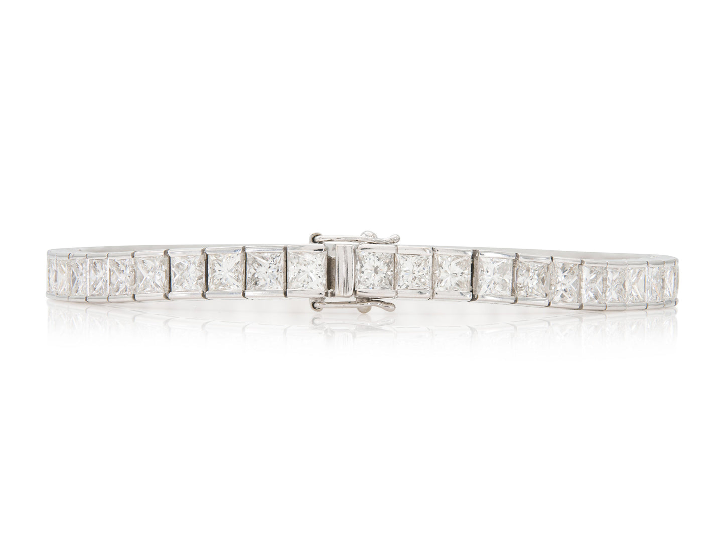 14.66 Carat Princess Cut Diamond Line Bracelet