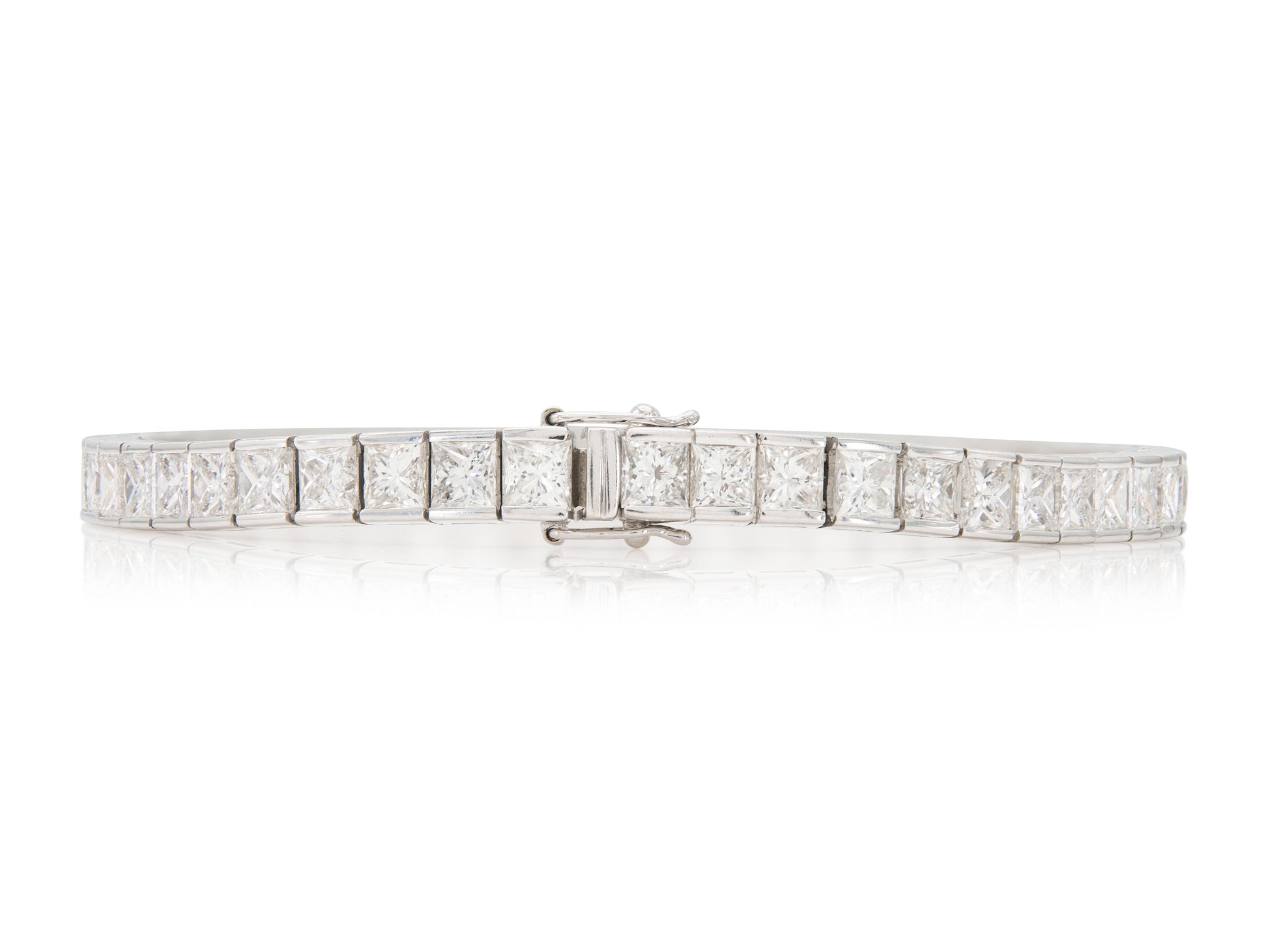 14.66 Carat Princess Cut Diamond Line Bracelet