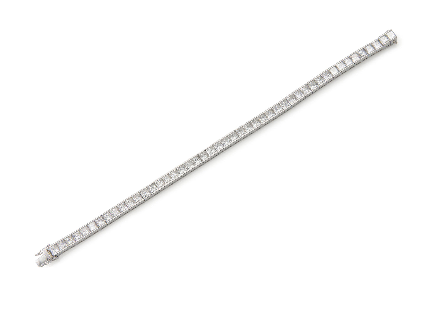 14.66 Carat Princess Cut Diamond Line Bracelet