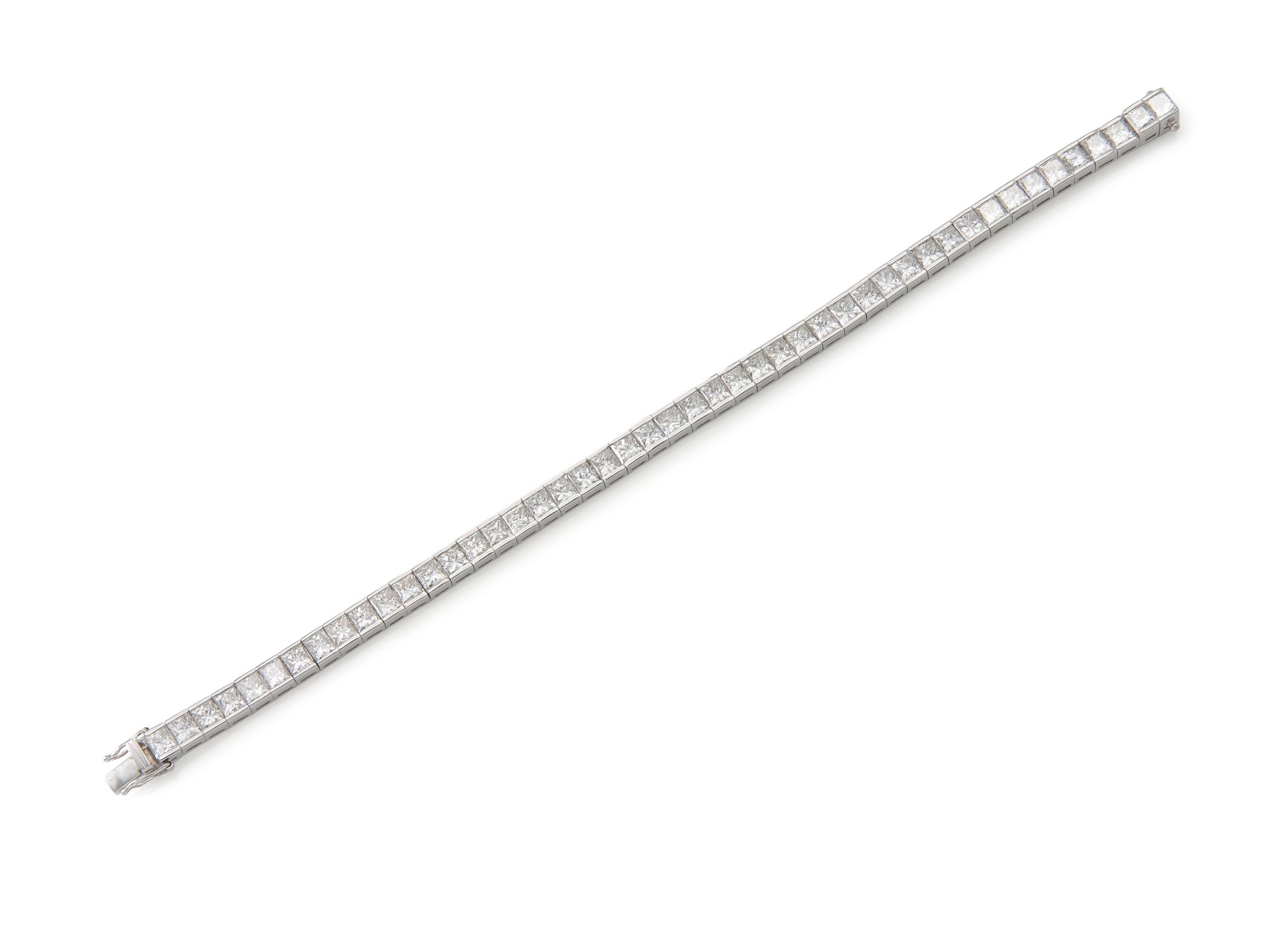 14.66 Carat Princess Cut Diamond Line Bracelet