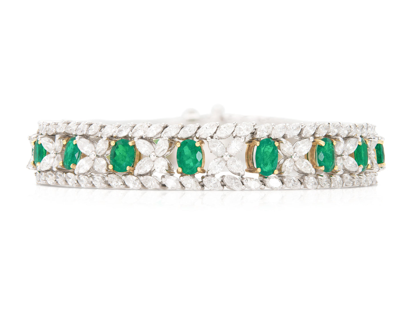 7.25 Carat Emerald and 12.90 Carat Diamond Bracelet
