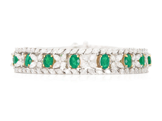 7.25 Carat Emerald and 12.90 Carat Diamond Bracelet