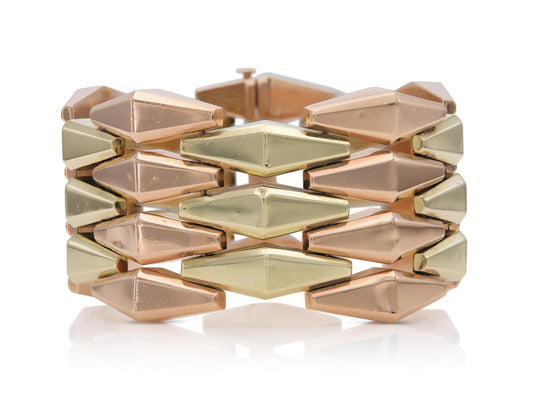 Vintage 1940s Retro Two-Toned Gold Link Bracelet