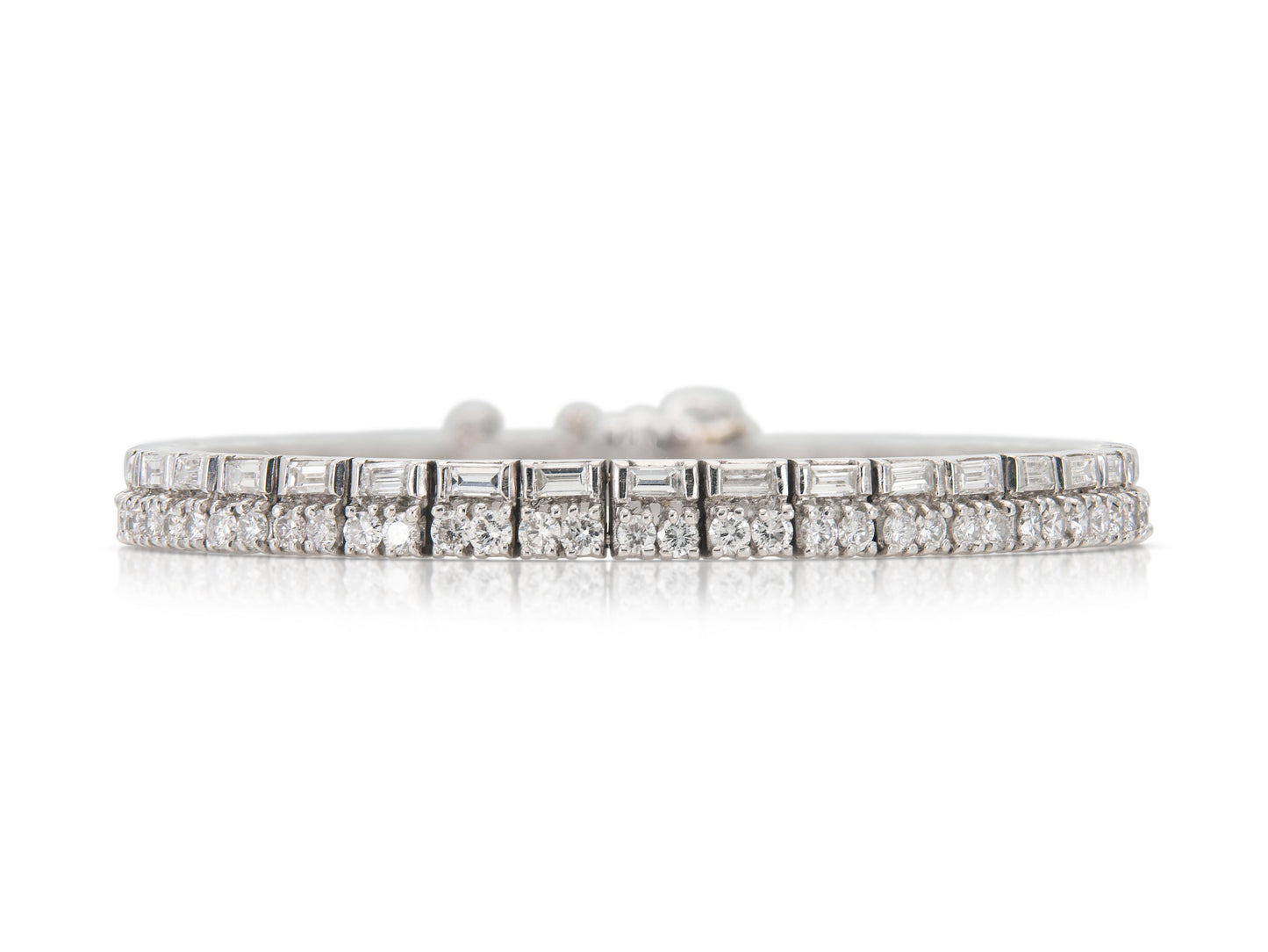 6.00 Carat Baguette and Round Brilliant Cut Diamond Line Bracelet