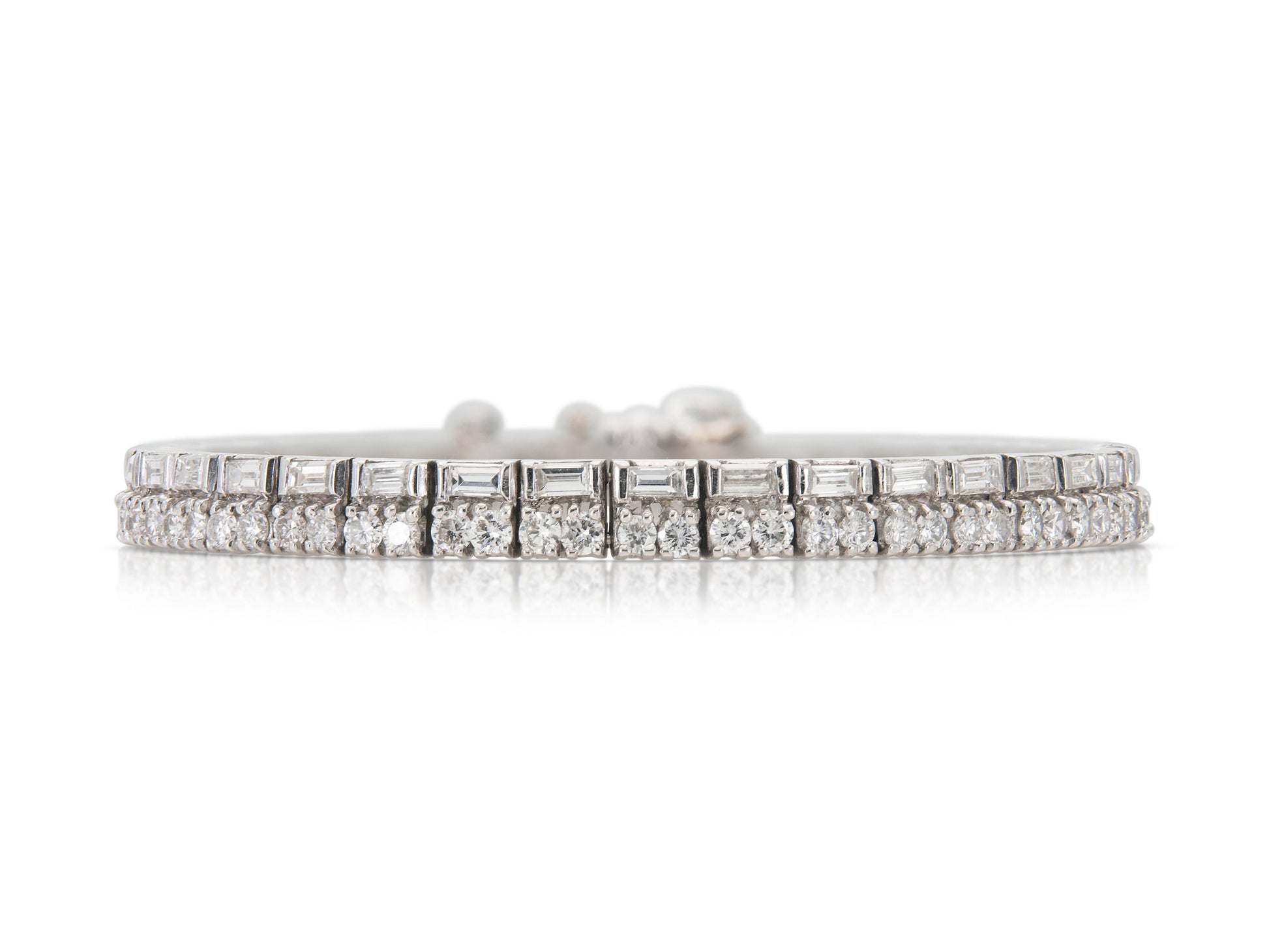 6.00 Carat Baguette and Round Brilliant Cut Diamond Line Bracelet