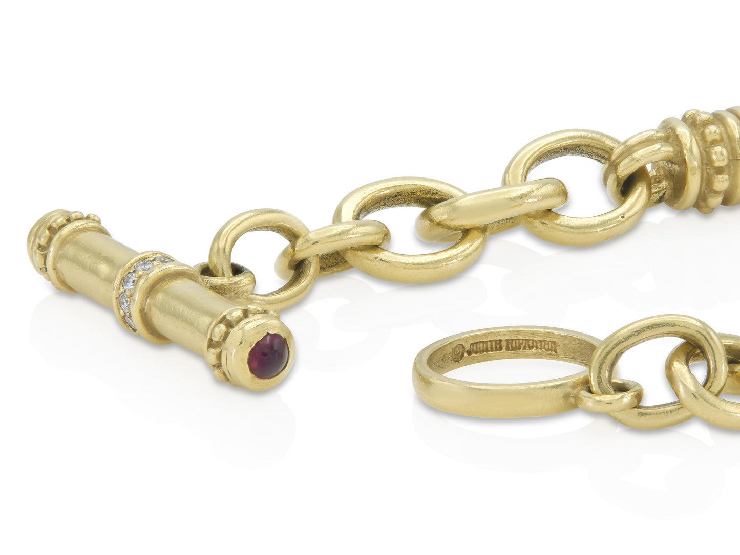 Vintage 1990s Judith Ripka Toggle Bracelet with Diamonds and Rubies