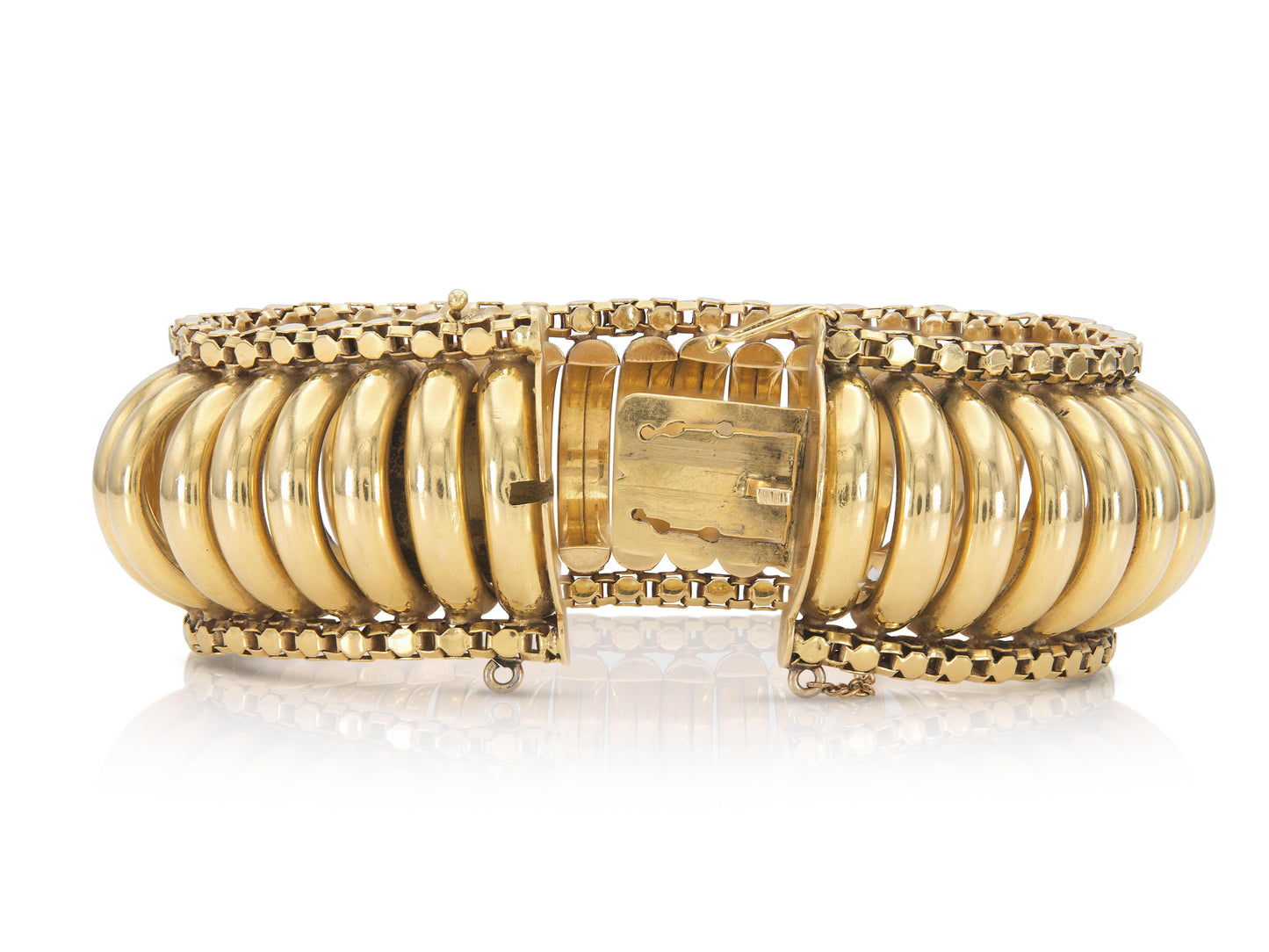 Vintage 1940s Retro Gold Domed Link Bracelet