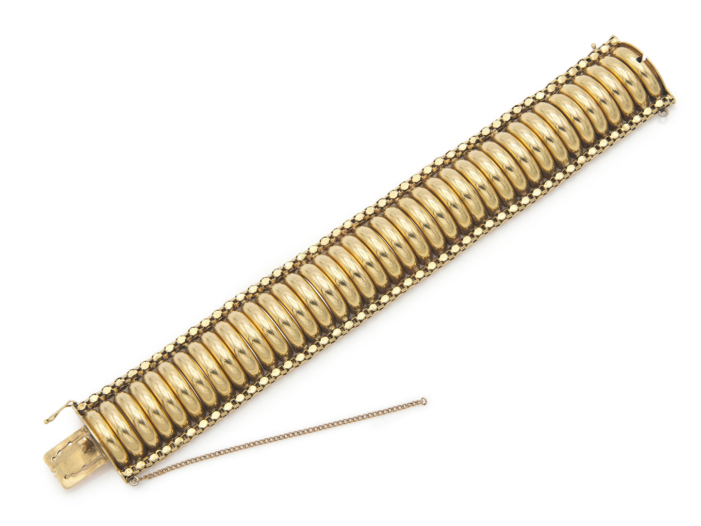 Vintage 1940s Retro Gold Domed Link Bracelet