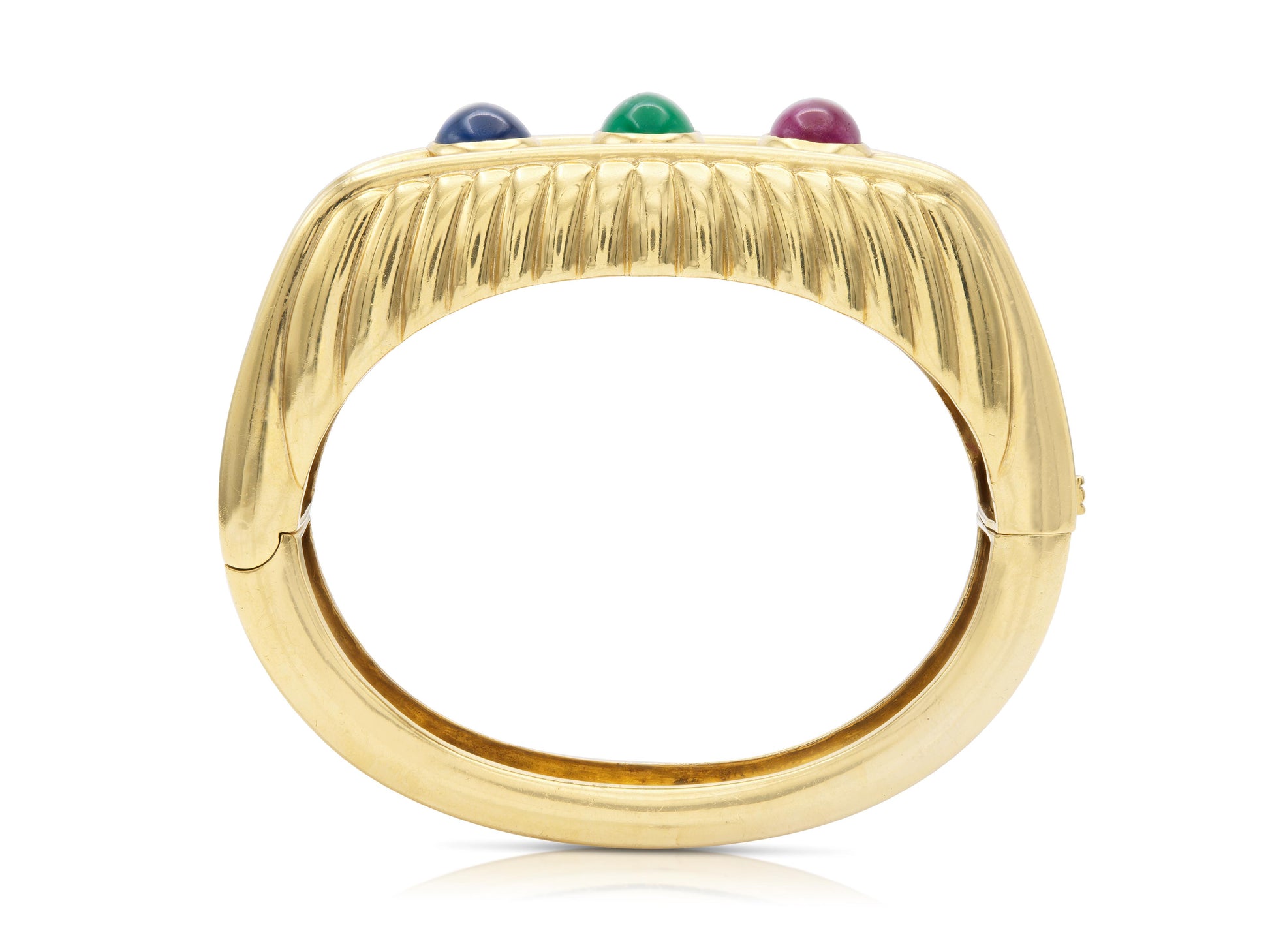 Vintage 1970s Multi-Gem Gold Bangle Bracelet
