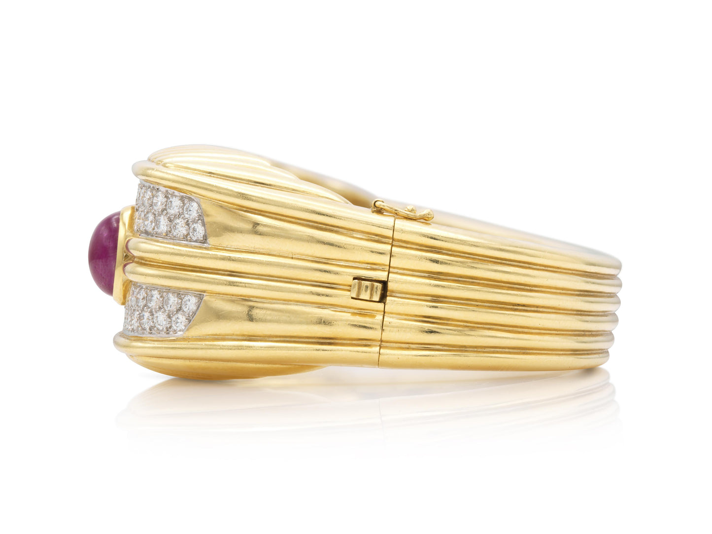 Vintage 1970s Multi-Gem Gold Bangle Bracelet