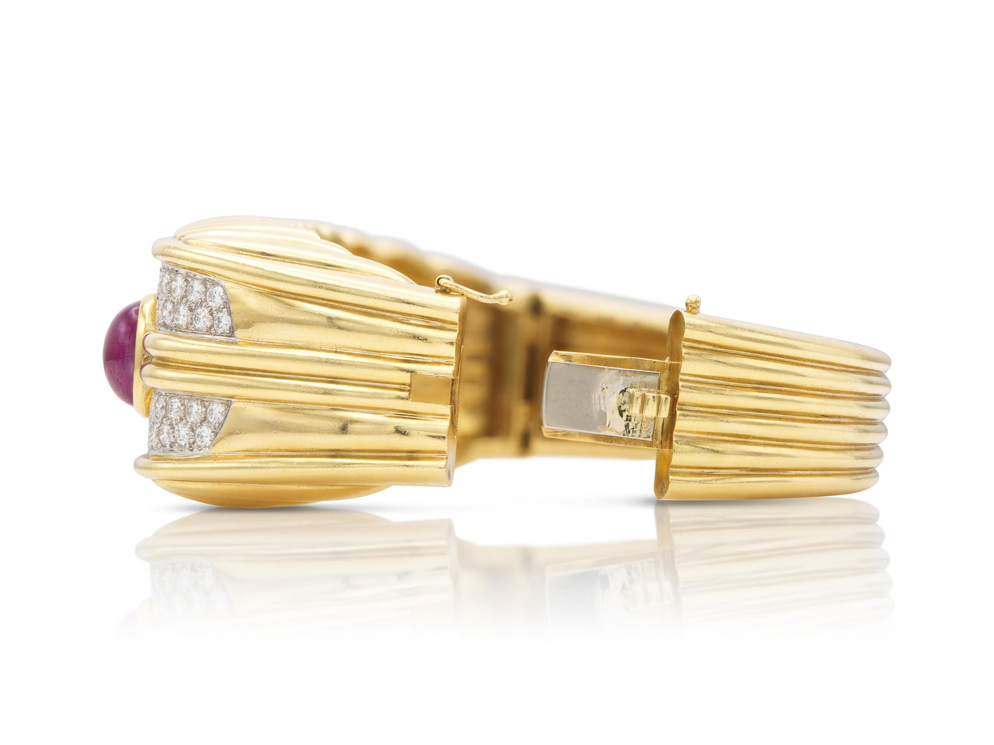 Vintage 1970s Multi-Gem Gold Bangle Bracelet