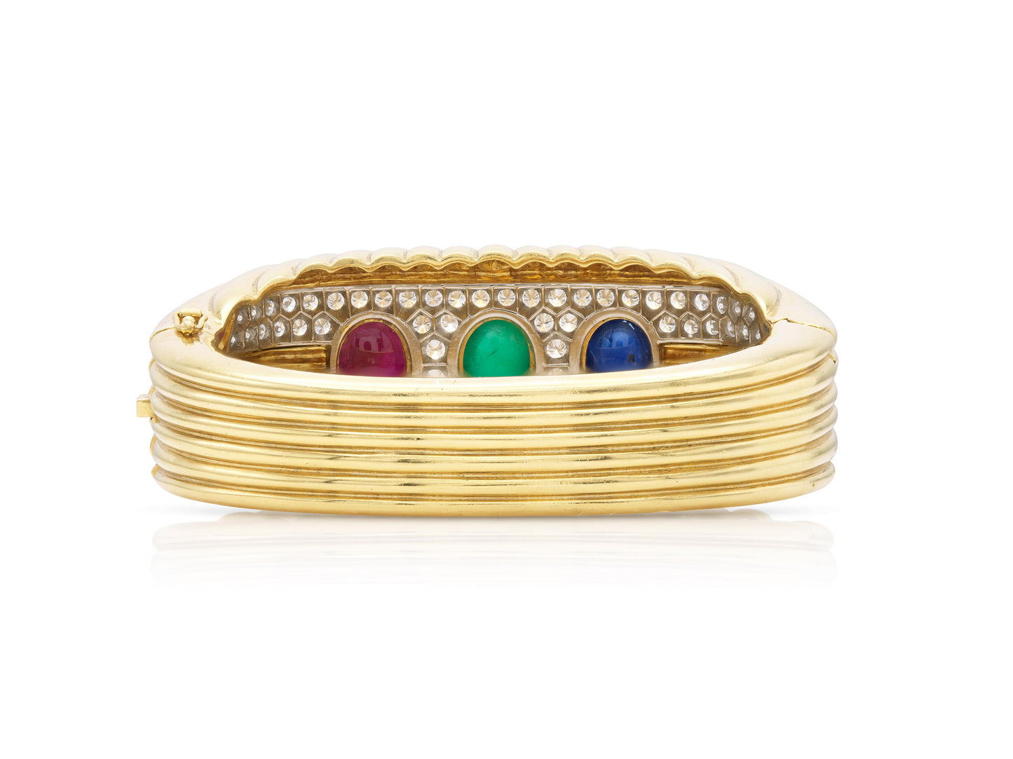 Vintage 1970s Multi-Gem Gold Bangle Bracelet