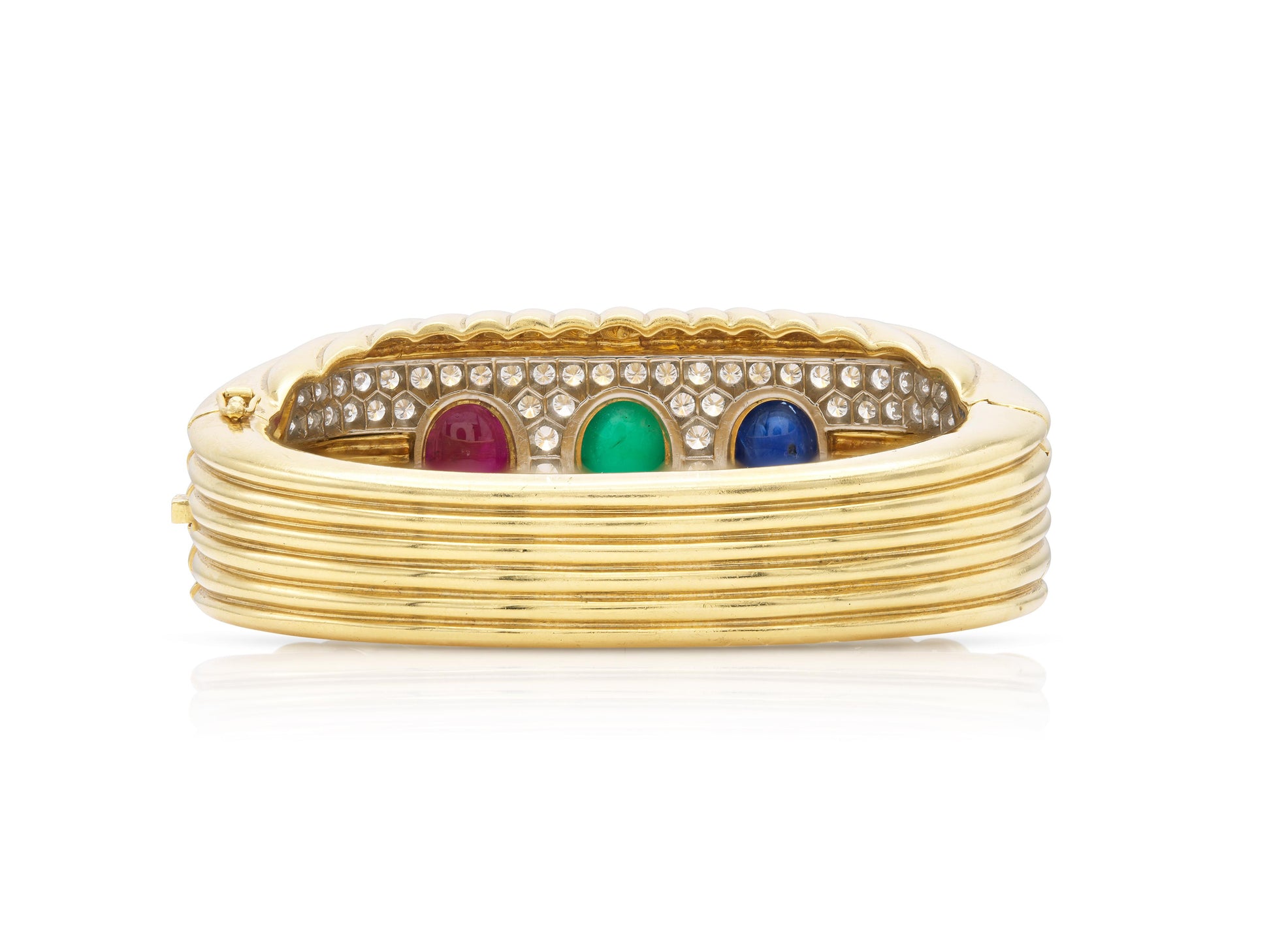 Vintage 1970s Multi-Gem Gold Bangle Bracelet