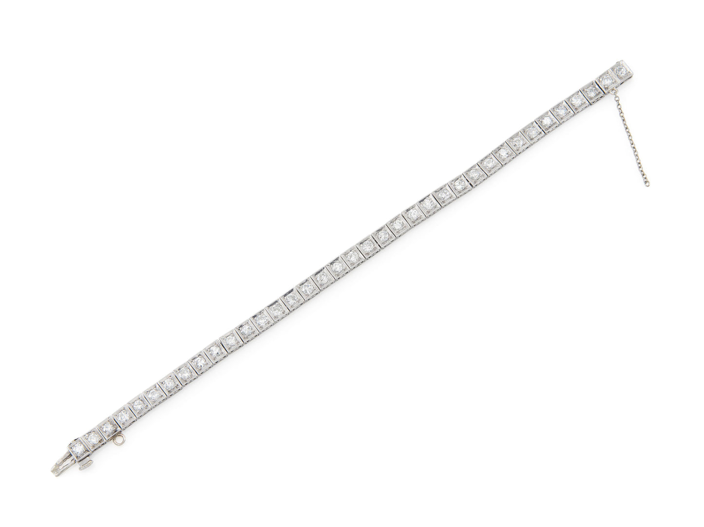 Antique Art Deco 1920s 5.00 Carat Diamond Line Bracelet