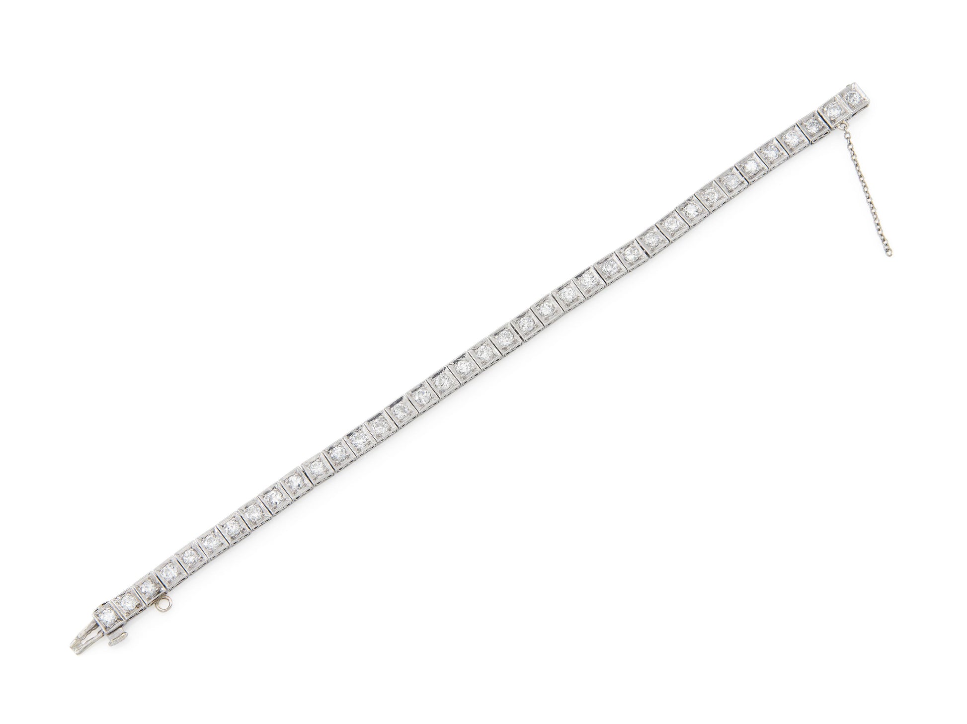 Antique Art Deco 1920s 5.00 Carat Diamond Line Bracelet