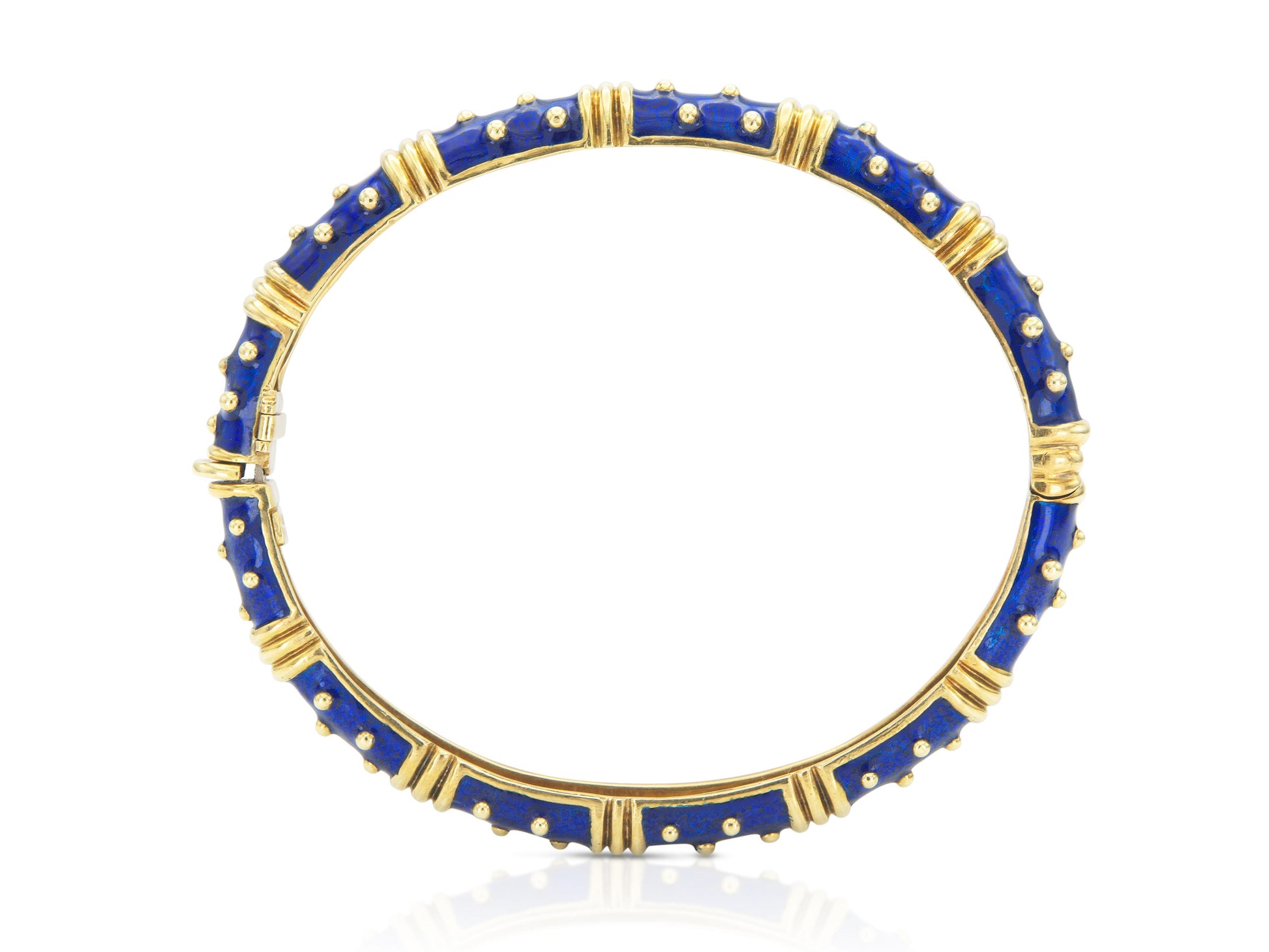 Vintage 1990s Hidalgo Blue Enamel Hinged Bangle Bracelet