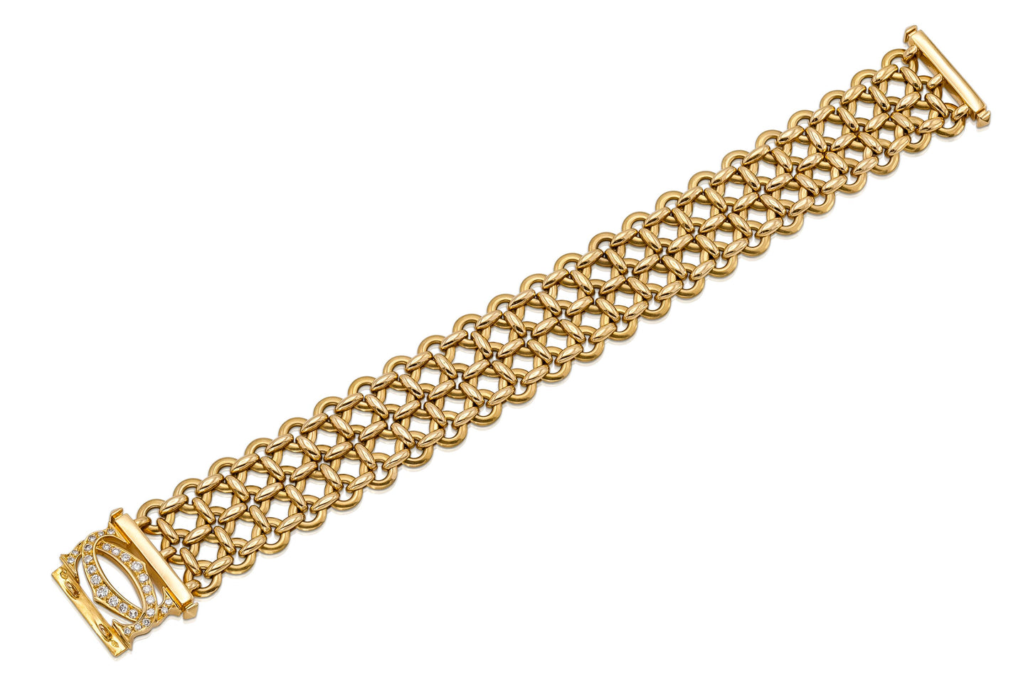 Vintage 1990s Cartier Double C Penelope 3 Row Bracelet with Diamonds
