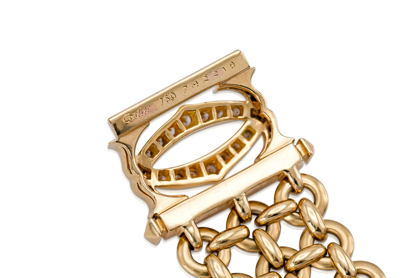 Vintage 1990s Cartier Double C Penelope 3 Row Bracelet with Diamonds