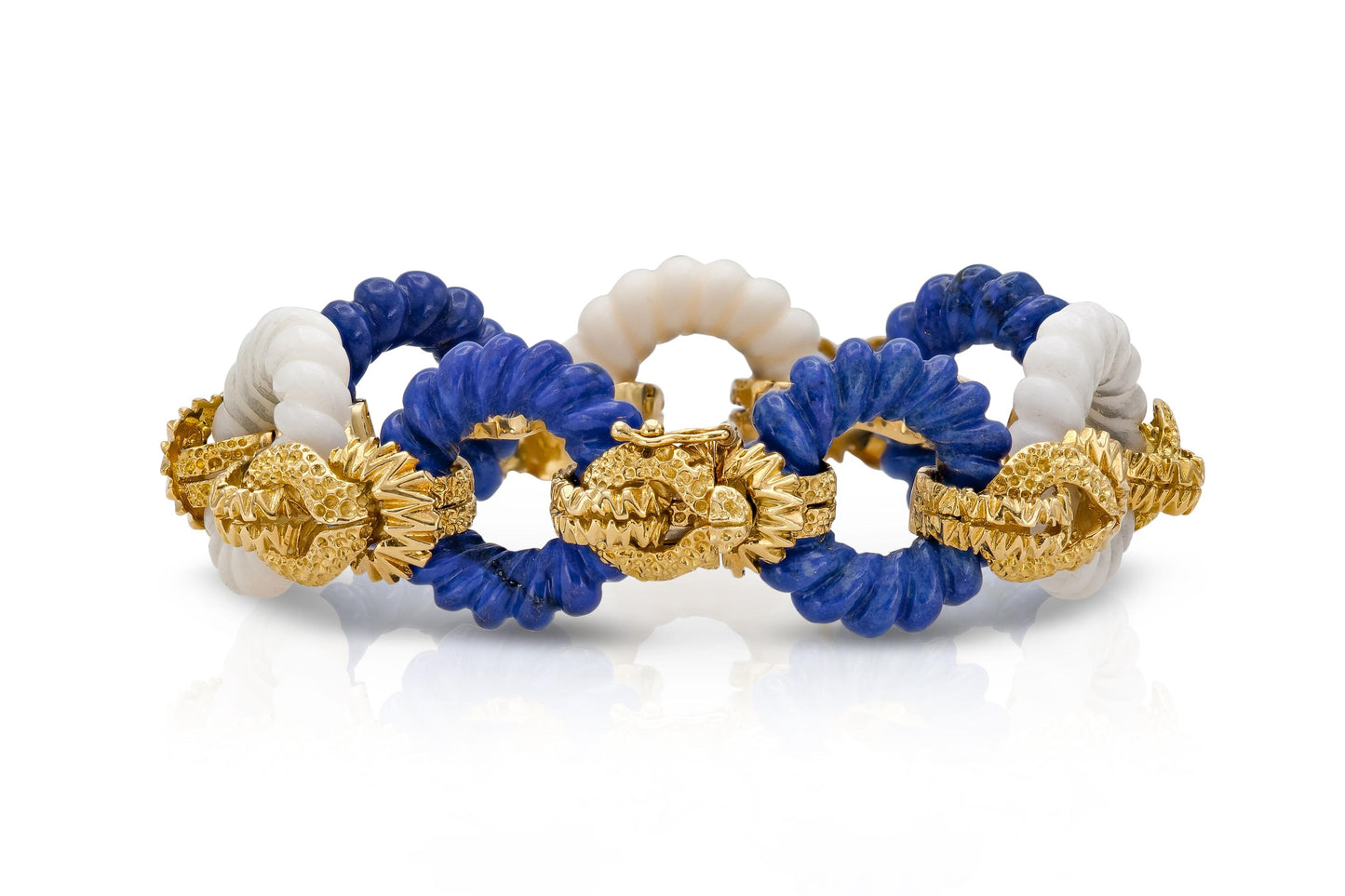 Vintage 1960s Lapis Lazuli and Bone Link Bracelet
