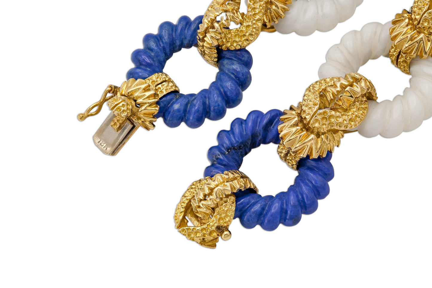 Vintage 1960s Lapis Lazuli and Bone Link Bracelet