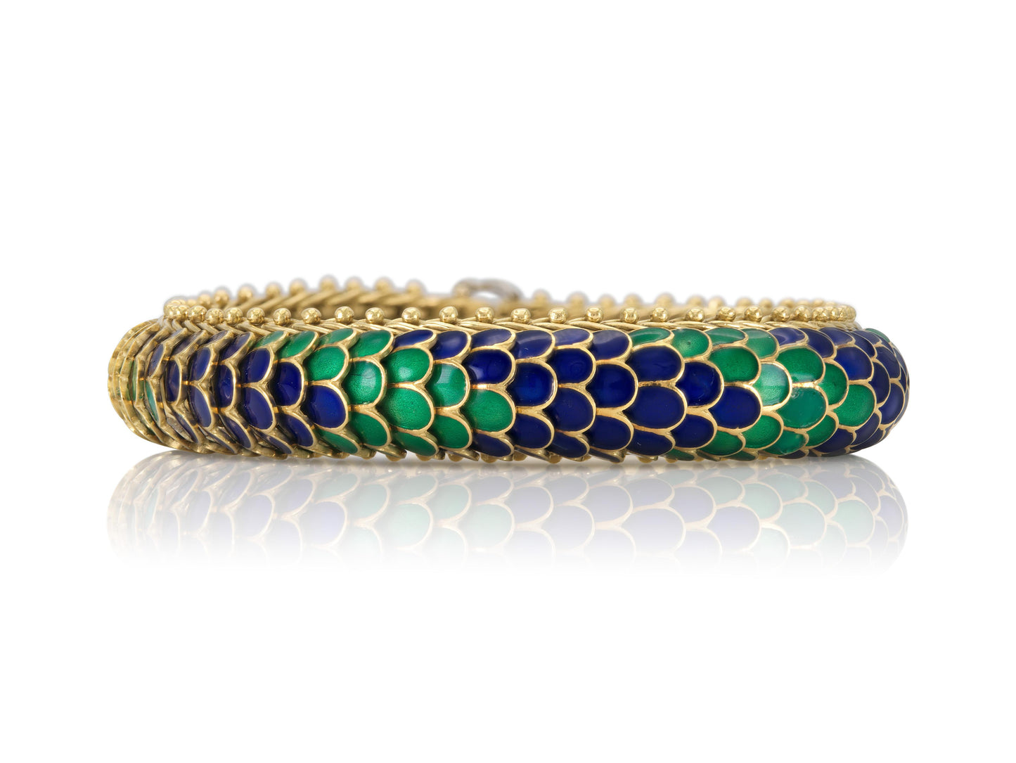 Vintage 1970s Enamel Dragon Scales Bracelet