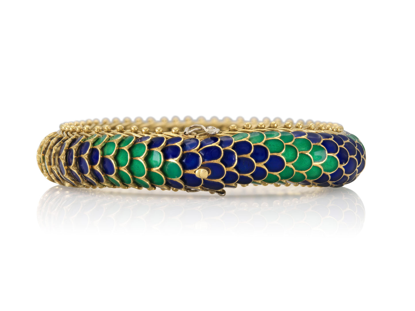 Vintage 1970s Enamel Dragon Scales Bracelet