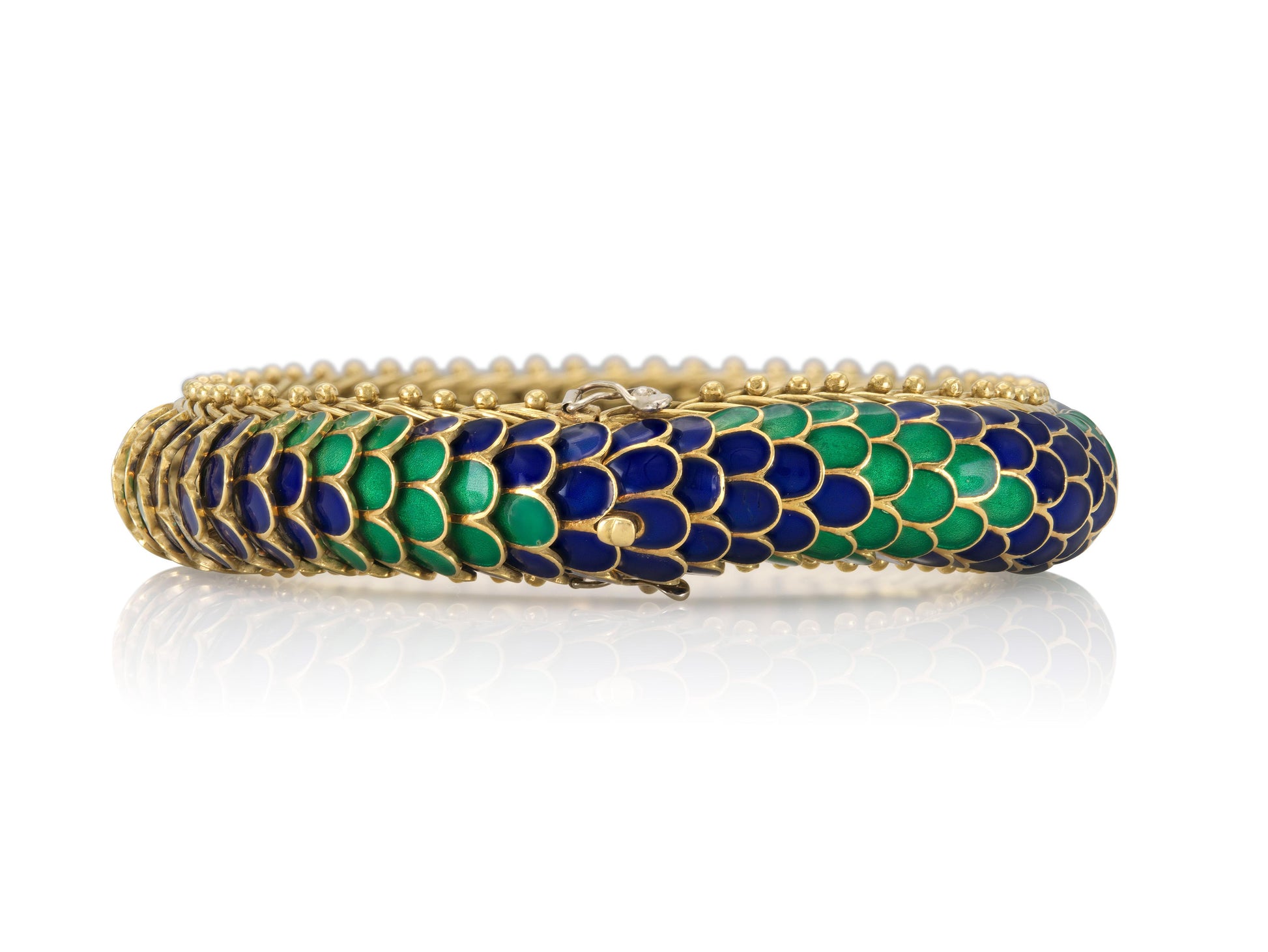 Vintage 1970s Enamel Dragon Scales Bracelet