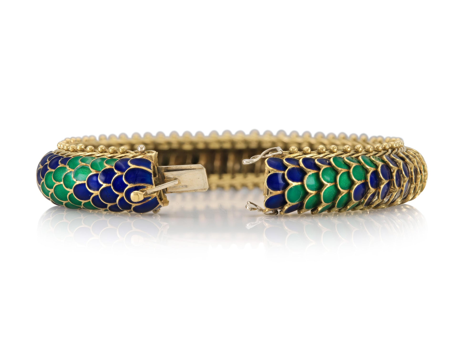 Vintage 1970s Enamel Dragon Scales Bracelet