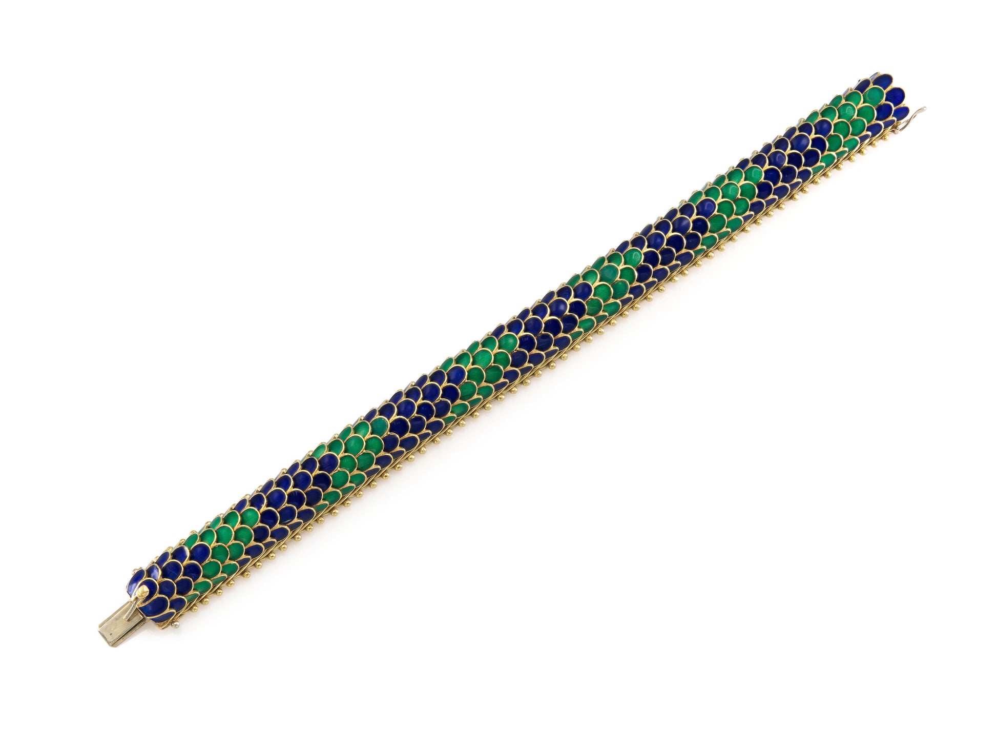 Vintage 1970s Enamel Dragon Scales Bracelet