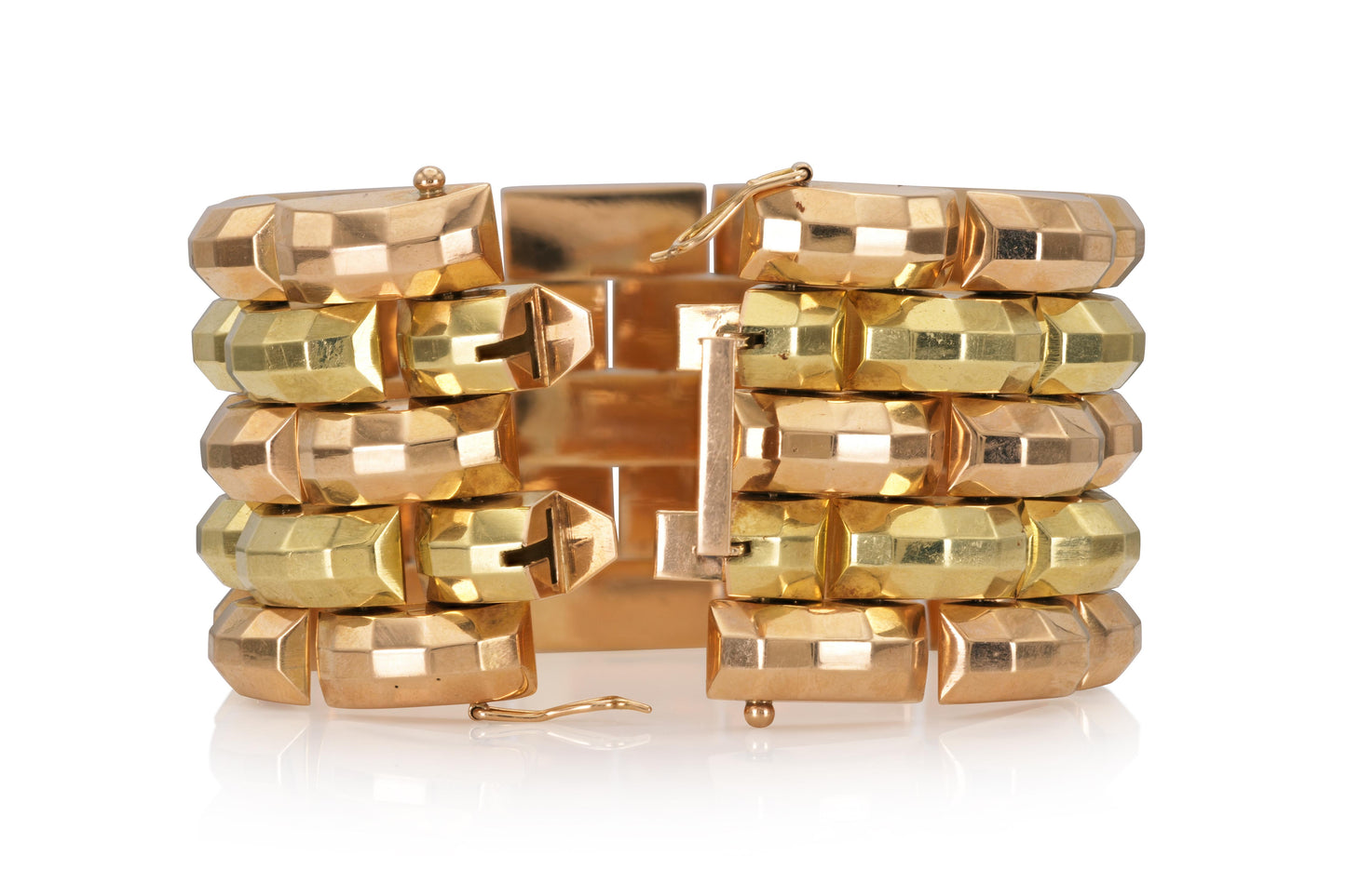 Vintage 1940s Retro Two-Toned Gold Bracelet