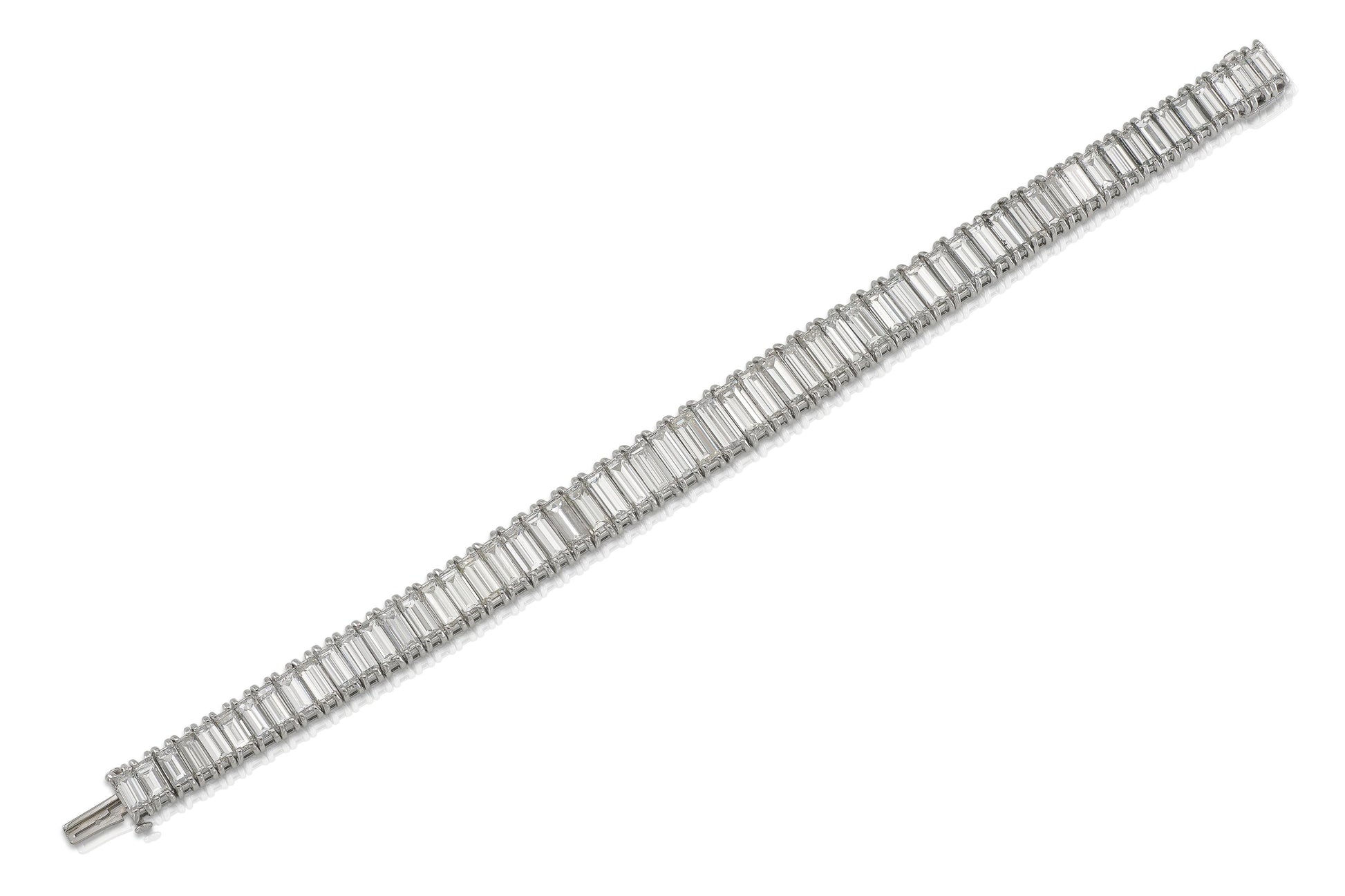 Vintage 1940s 40.00 Carat Baguette Cut Diamond Line Bracelet