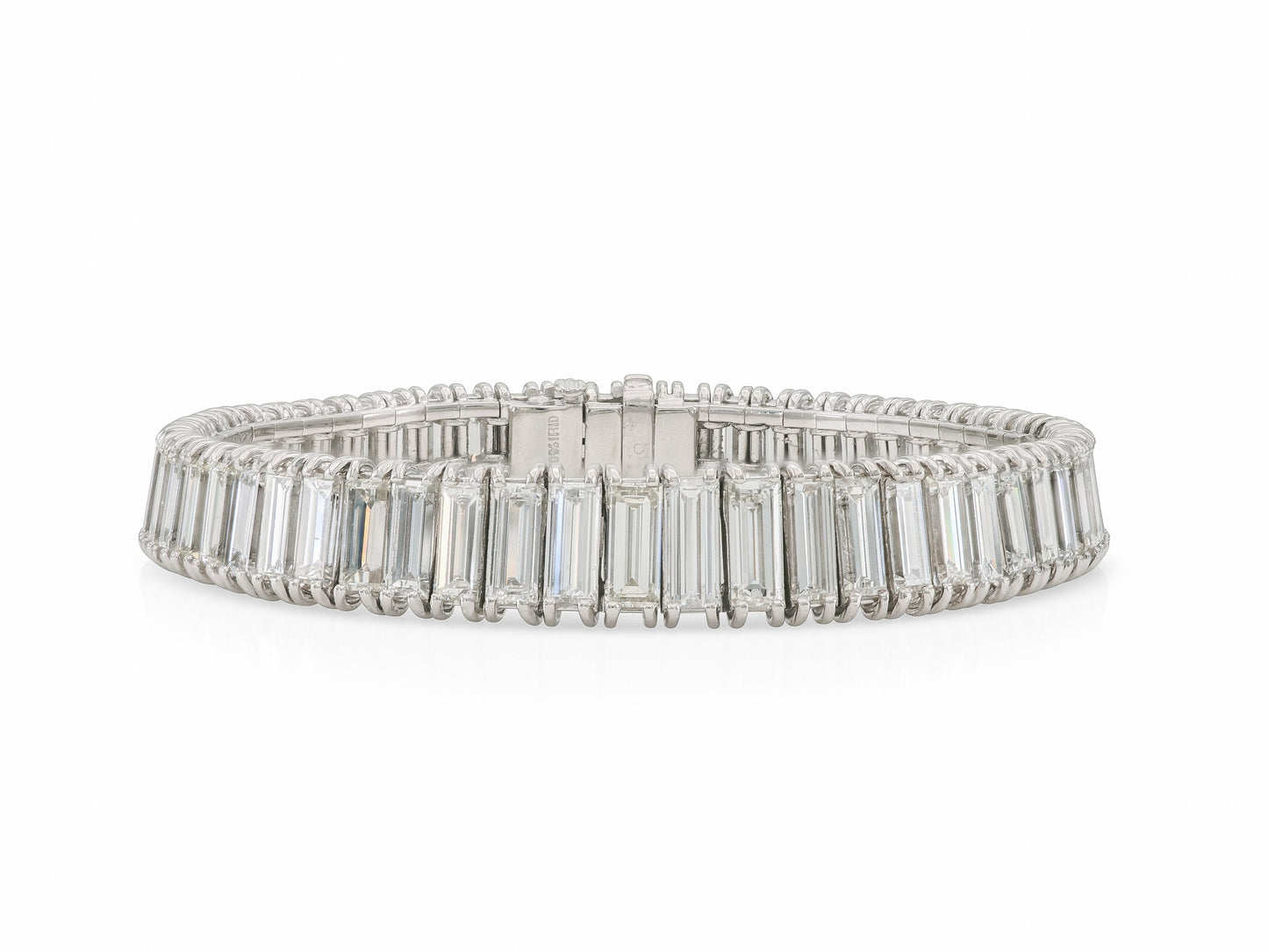 Vintage 1940s 40.00 Carat Baguette Cut Diamond Line Bracelet