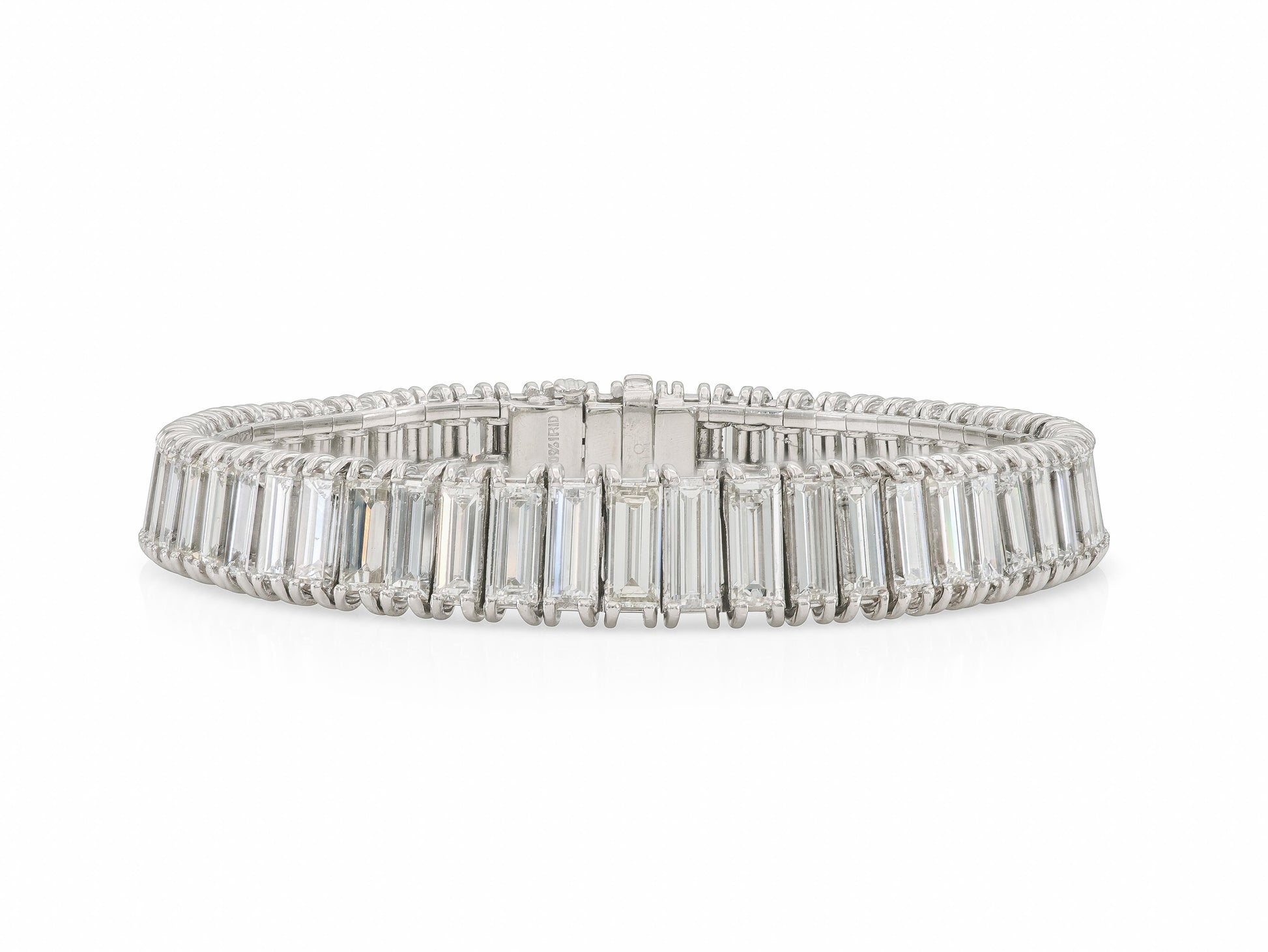 Vintage 1940s 40.00 Carat Baguette Cut Diamond Line Bracelet