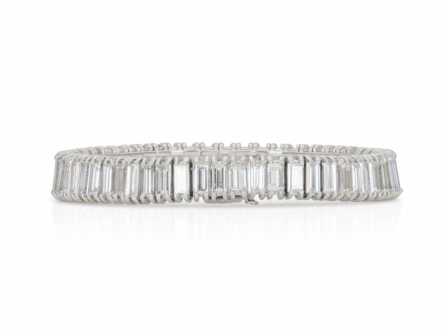 Vintage 1940s 40.00 Carat Baguette Cut Diamond Line Bracelet
